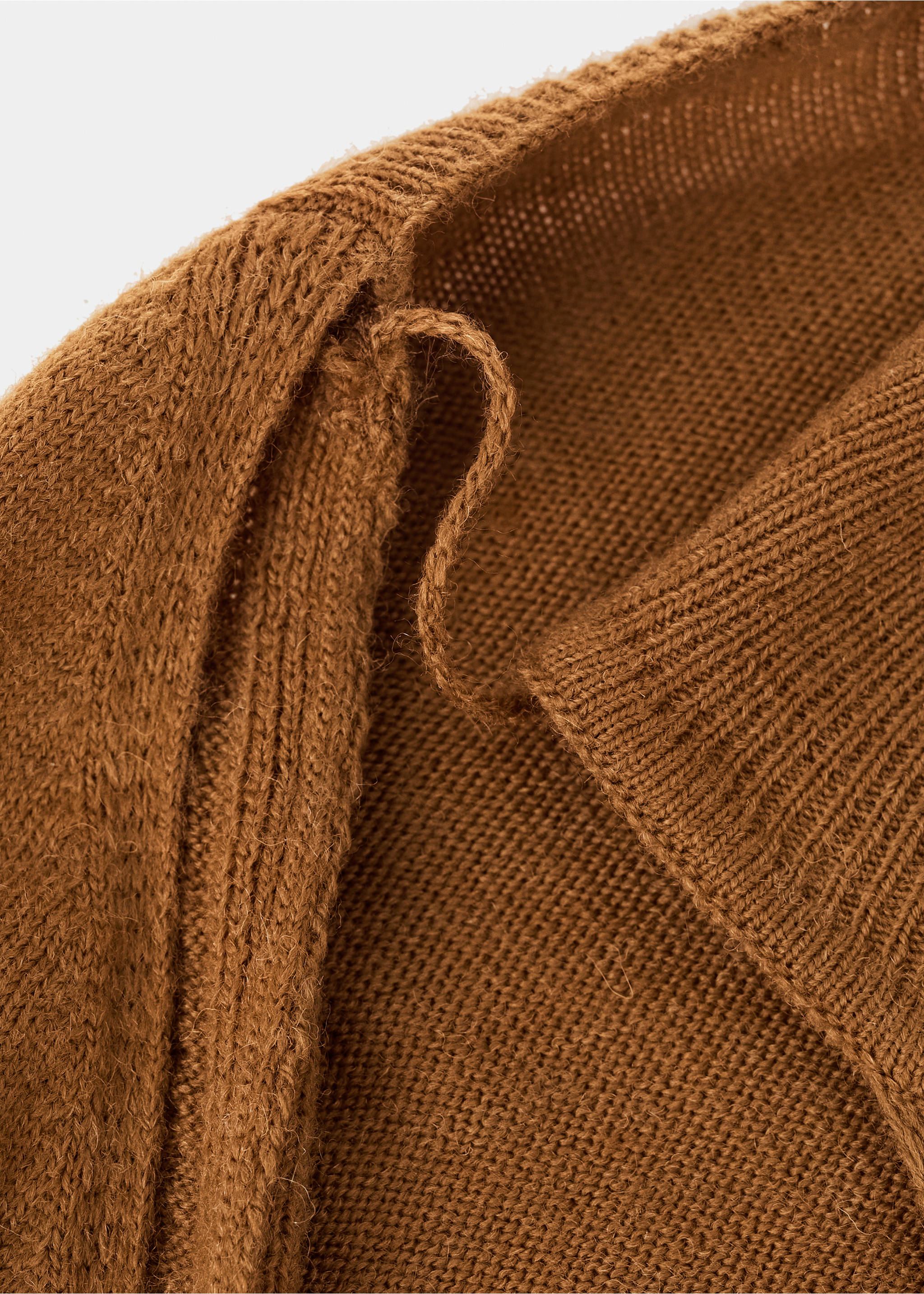 Sweater with cardigan-style detailing - Details of the article 0, Medium Brown. Ref: 17005835-00.