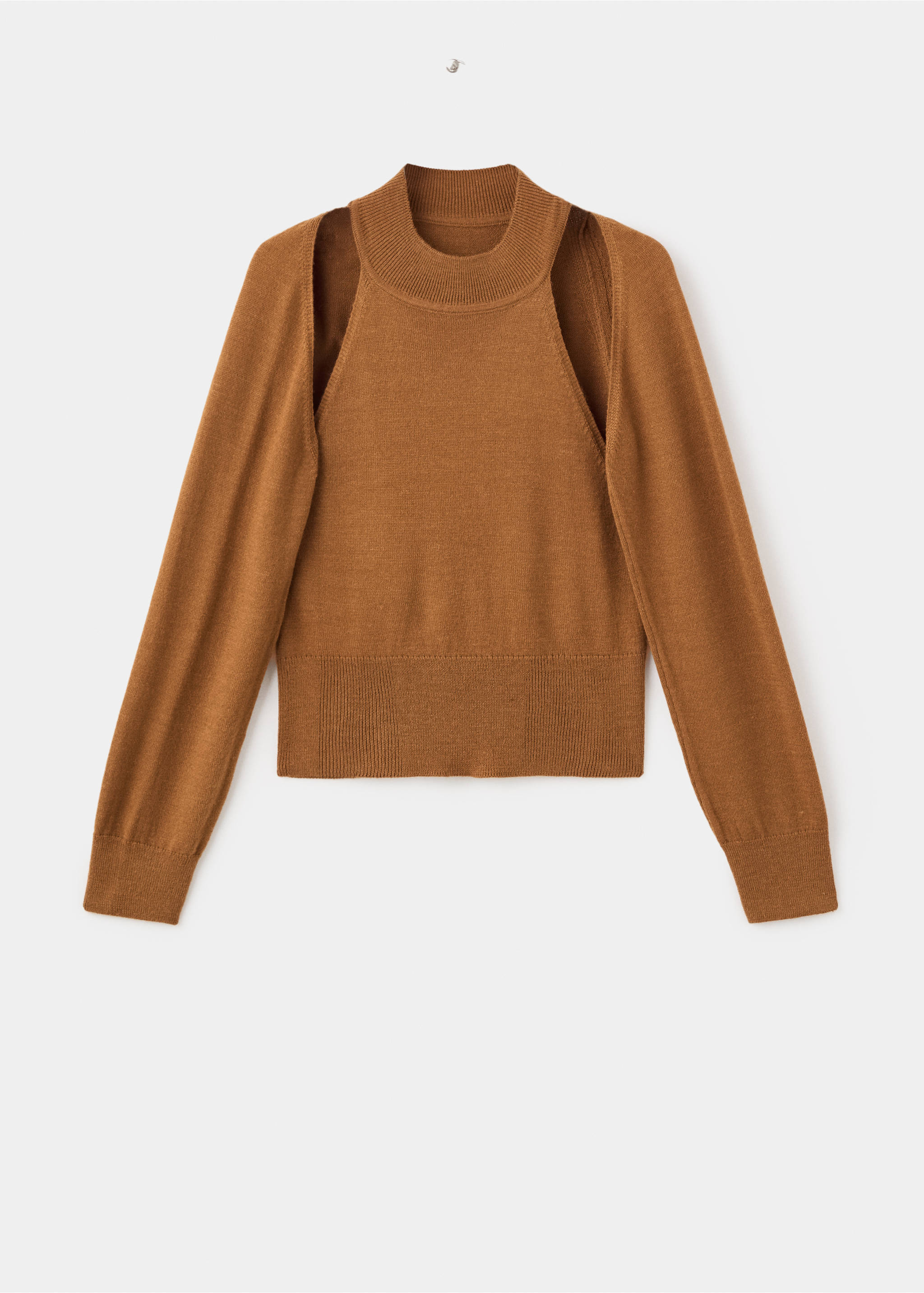 Sweater with cardigan-style detailing - Article without model, Medium Brown. Ref: 17005835-00.
