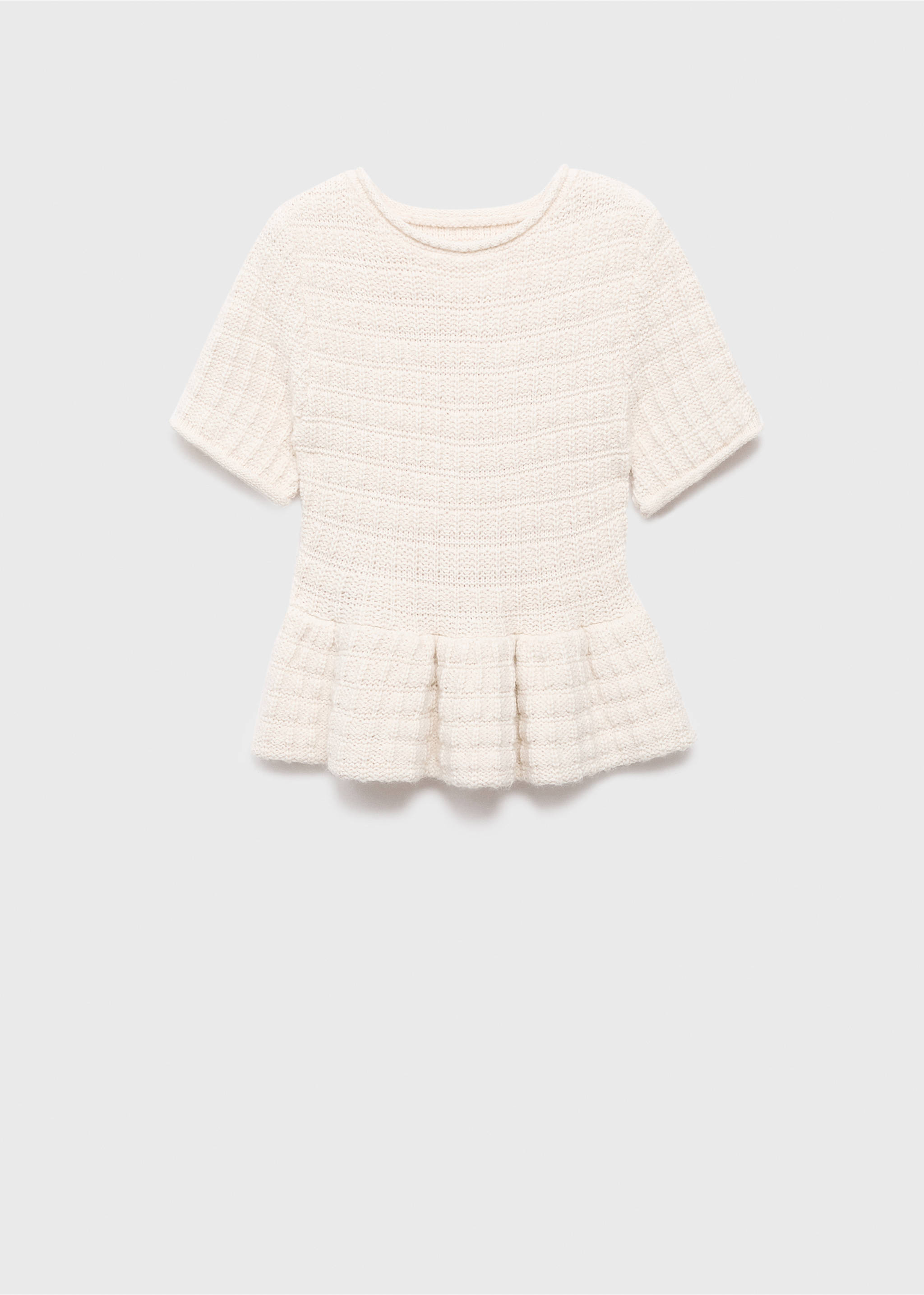 Textured sweater with ruffles - Article without model, Ecru. Ref: 17005844-00.