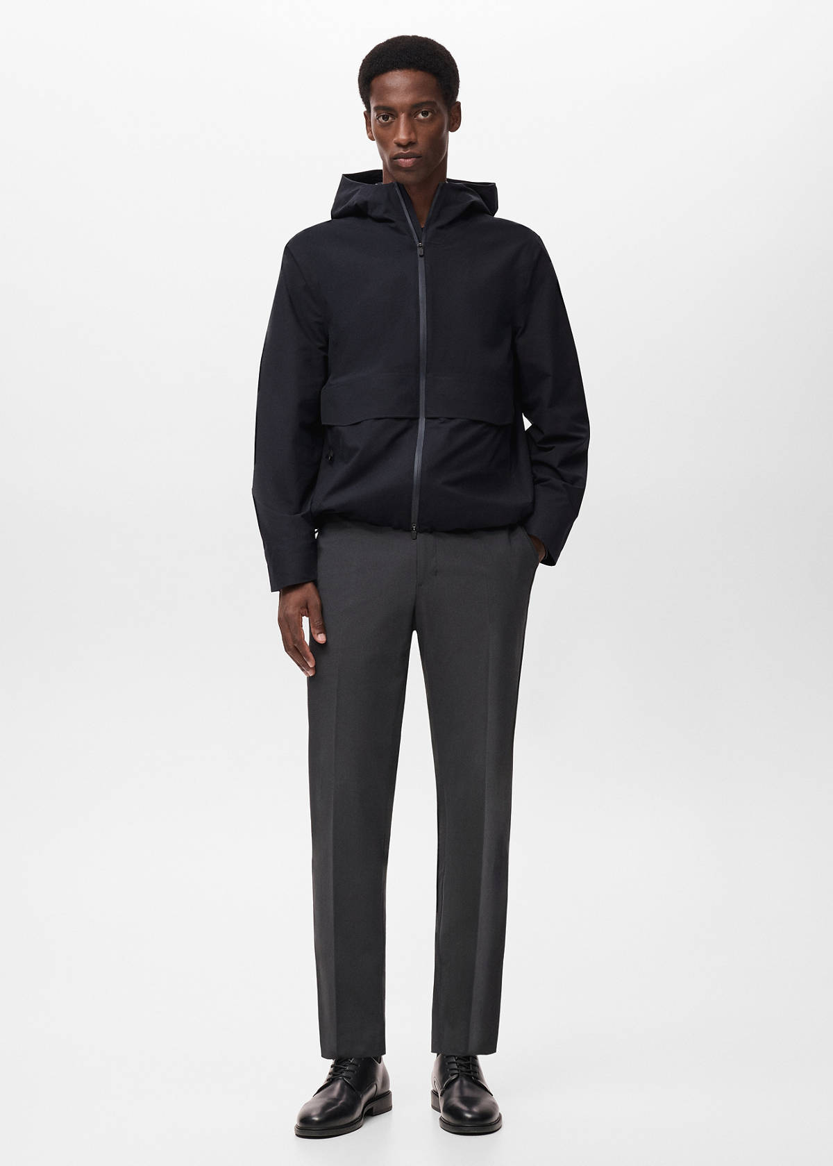 Water-repellent hooded jacket