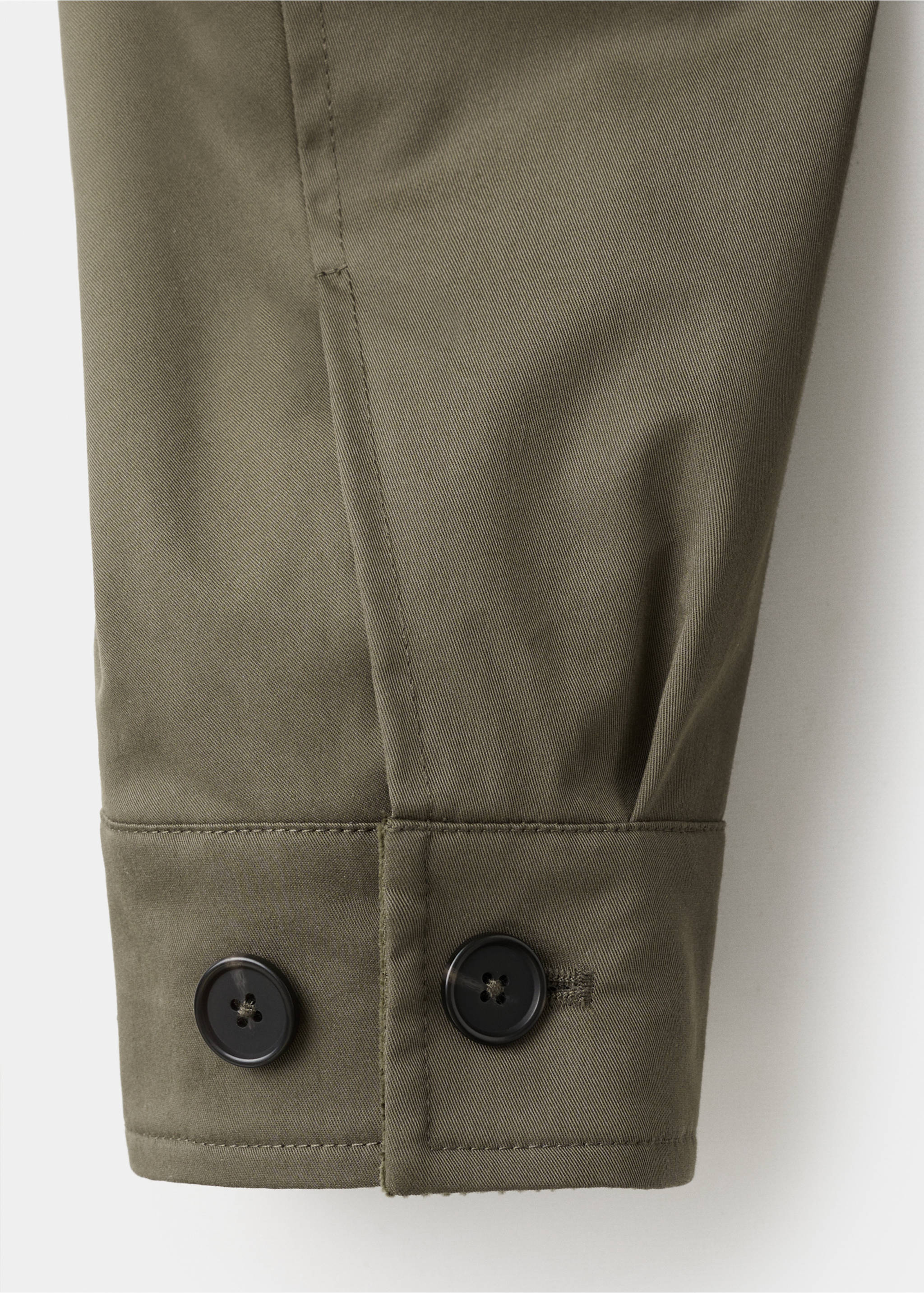 Water-repellent jacket with corduroy collar - Details of the article 0, Olive Green. Ref: 17005973-00.