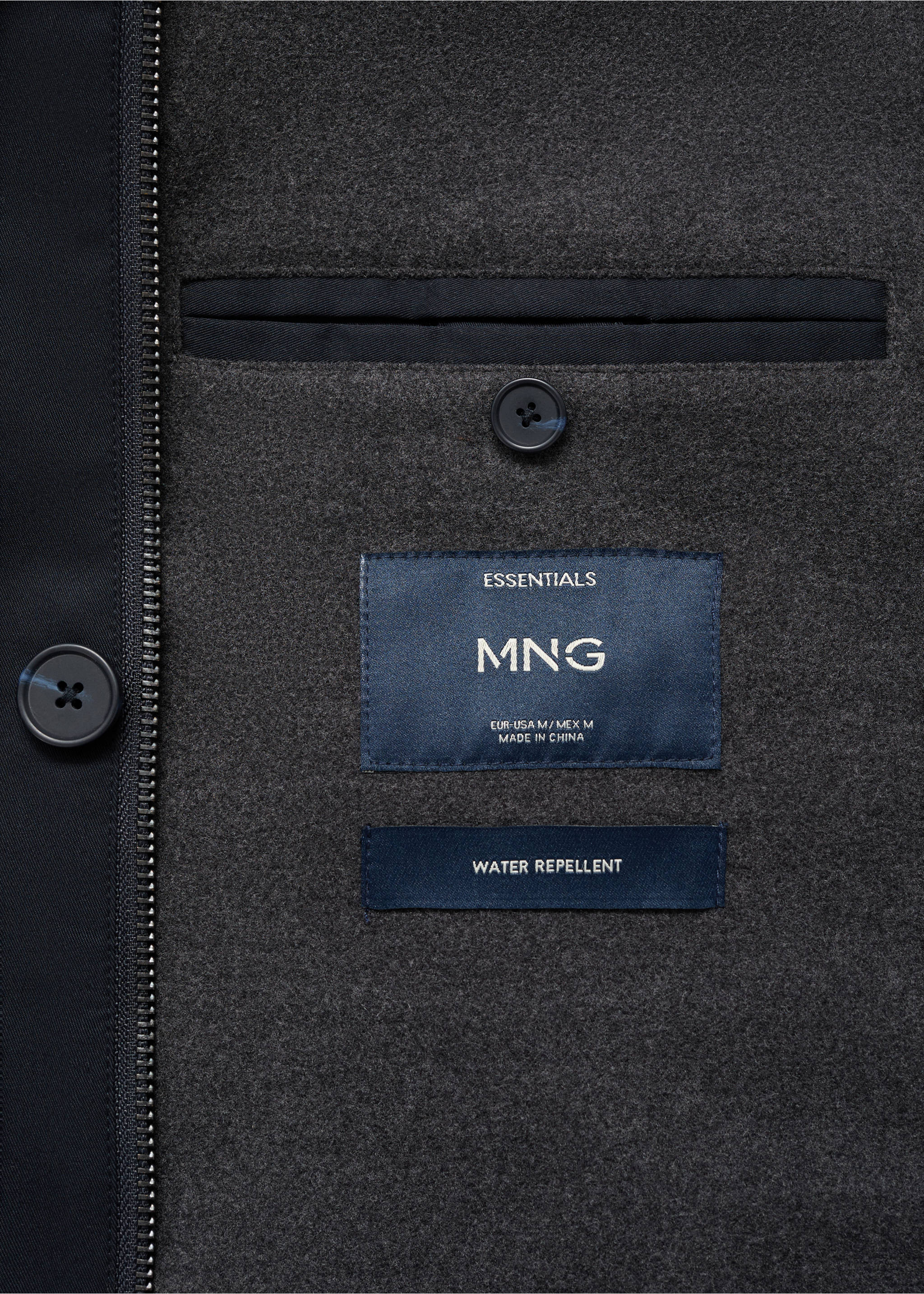 Chaqueta water repellent cuello pana - Detalle del artículo 0, Azul marino oscuro. Ref: 17005973-00.