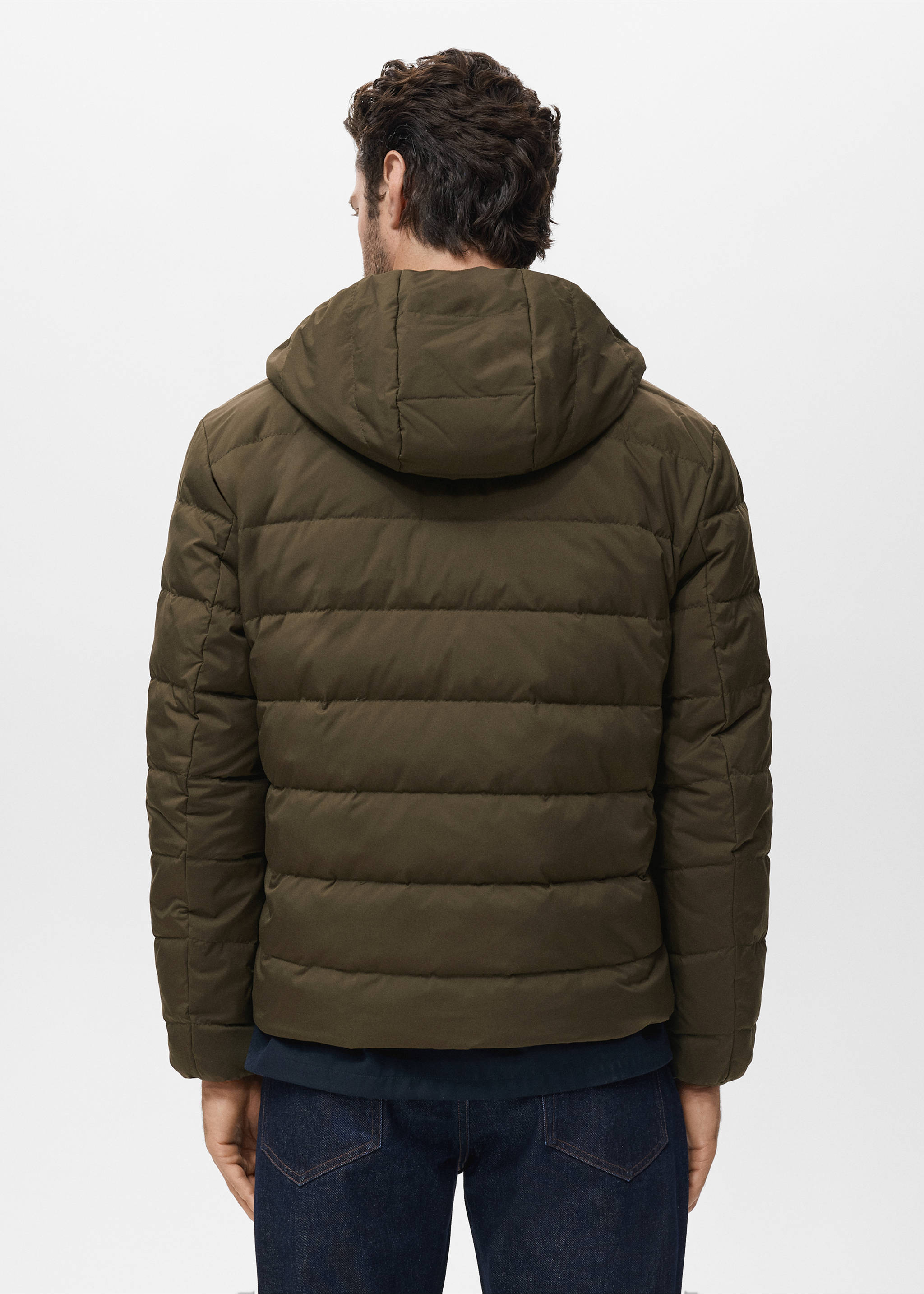 Packable down feather puffer jacket - Reverse of the article, Olive Green. Ref: 17005974-00.