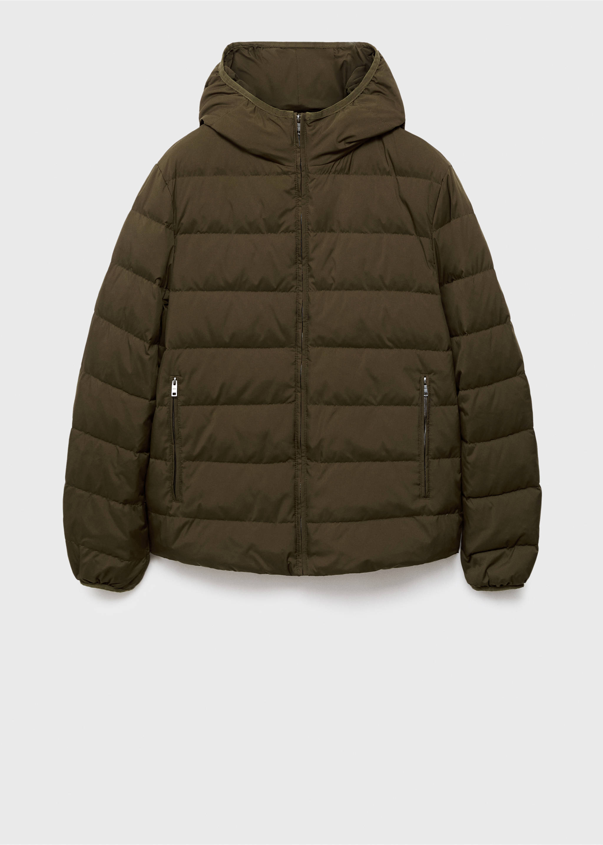 Packable down feather puffer jacket - Article without model, Olive Green. Ref: 17005974-00.