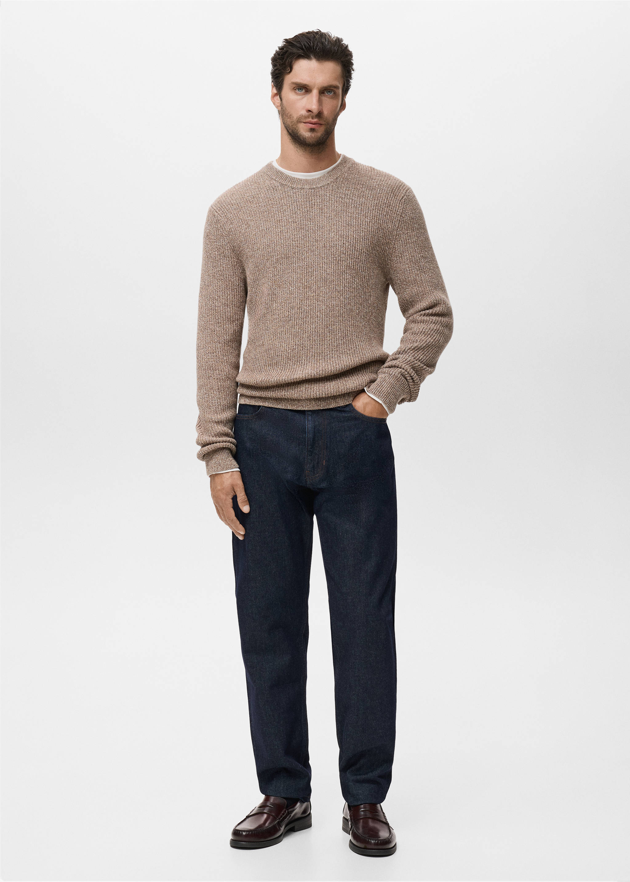 100% cotton specked jersey - General plane, Beige. Ref: 17005978-00.