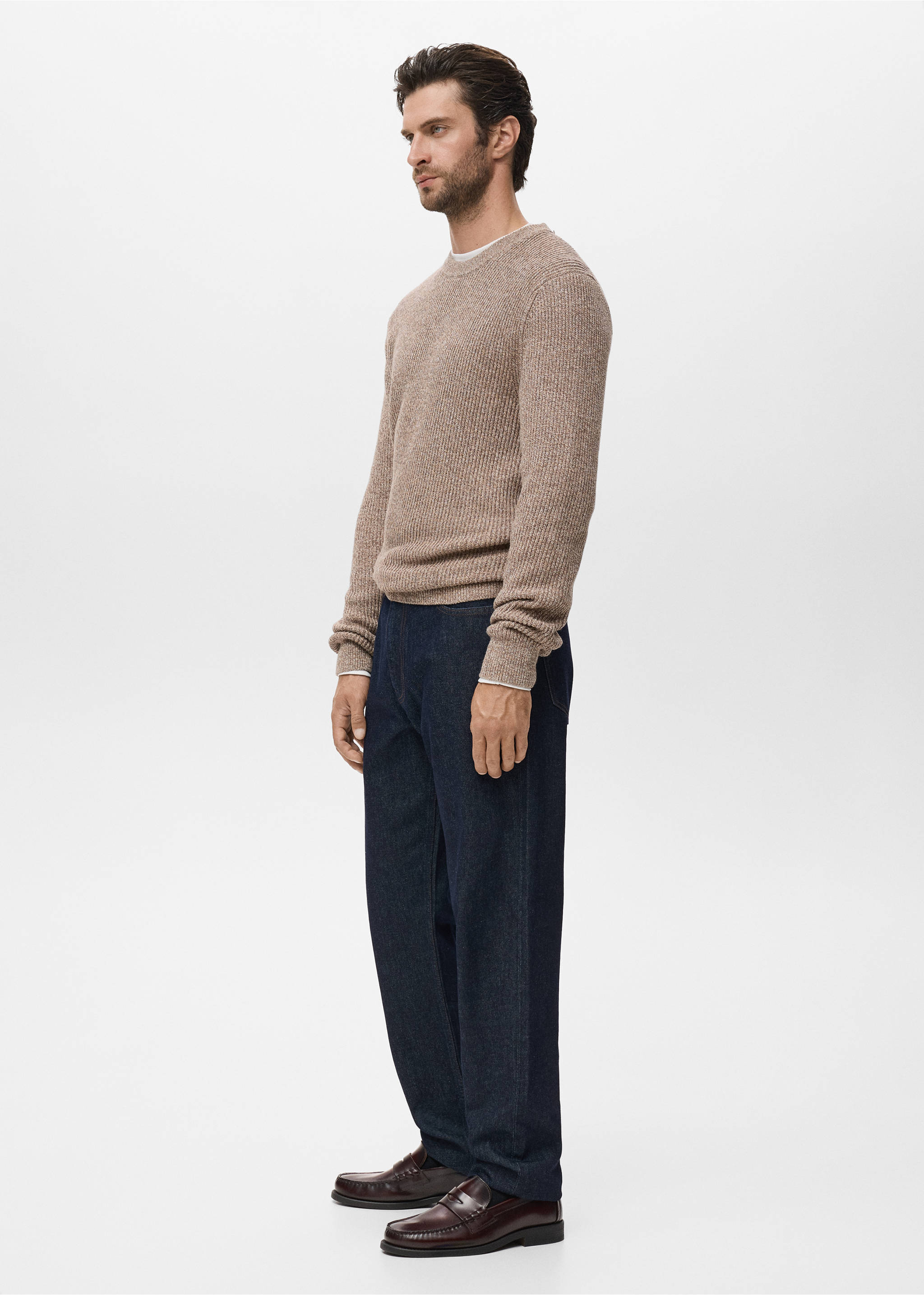 100% cotton specked jersey - Details of the article 2, Beige. Ref: 17005978-00.