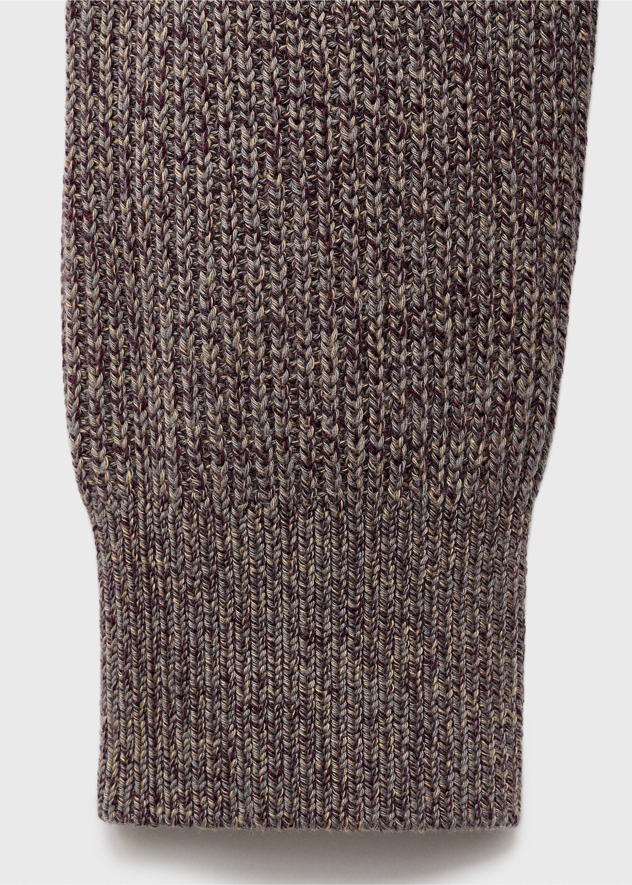Close-up of a marled knitted jersey sleeve with a thick ribbed cuff., Wine. Ref: 17005978-00.