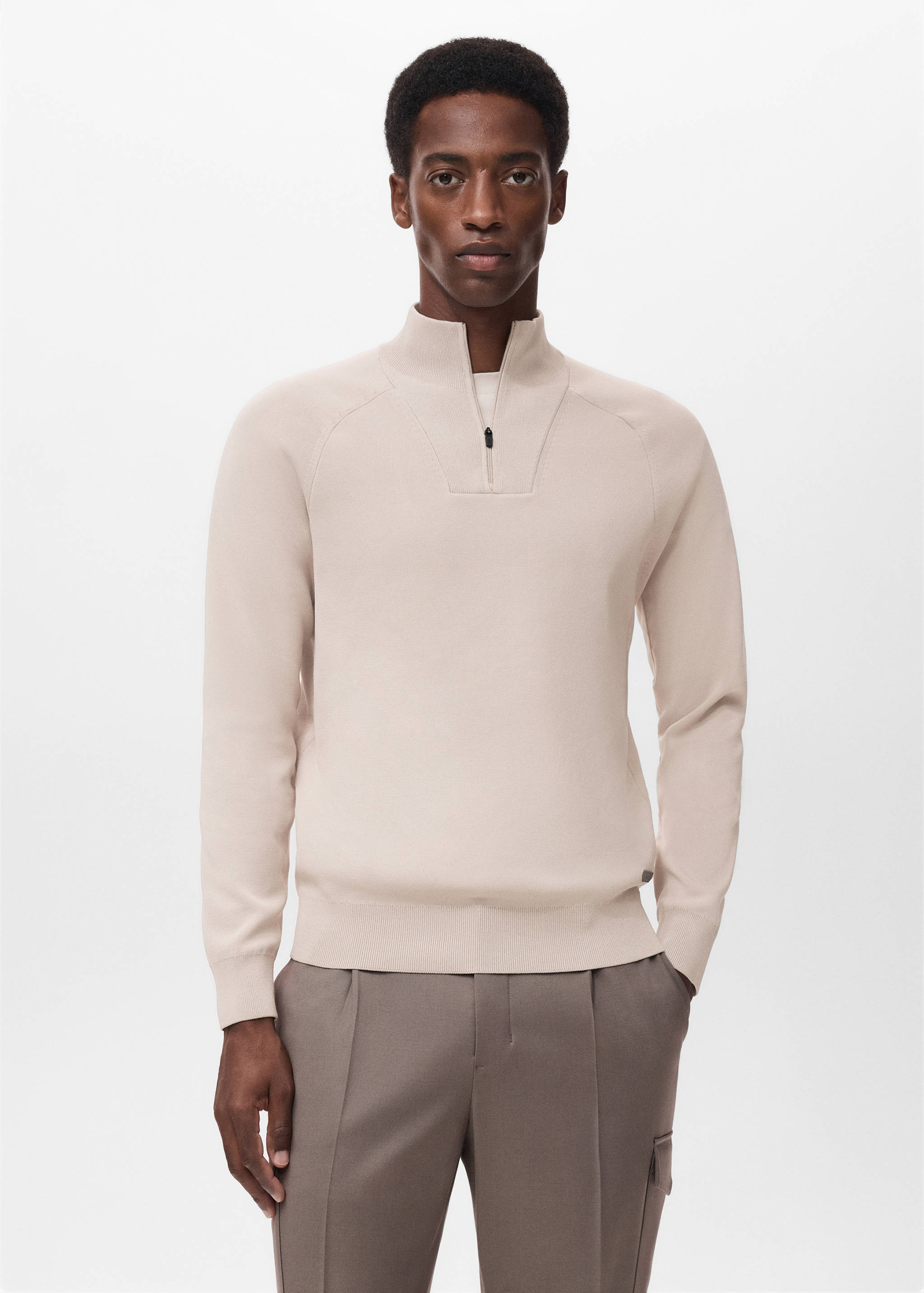 Breathable zip-neck sweater - Medium plane