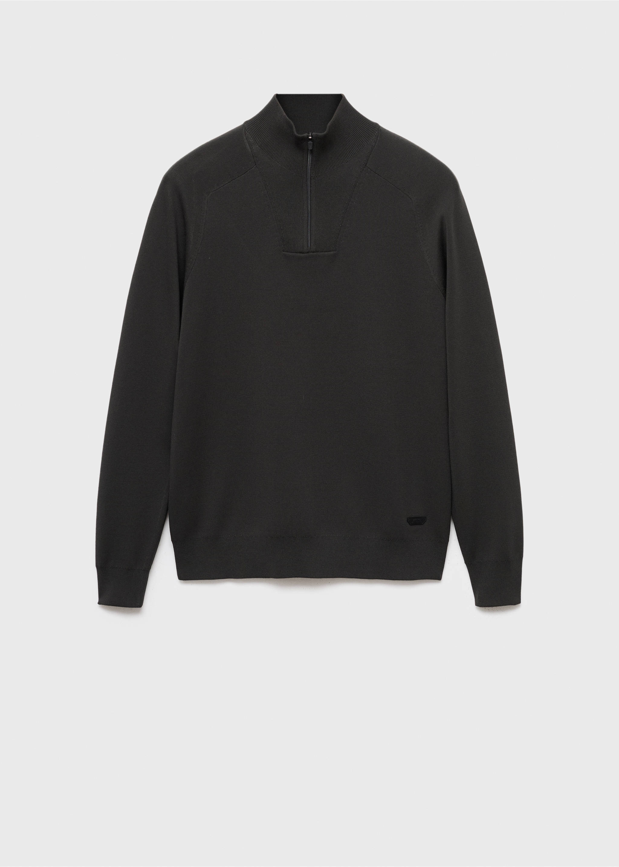 Dark grey knit jumper with high neck and half-zip fastening., Dark Green. Ref: 17005979-00.
