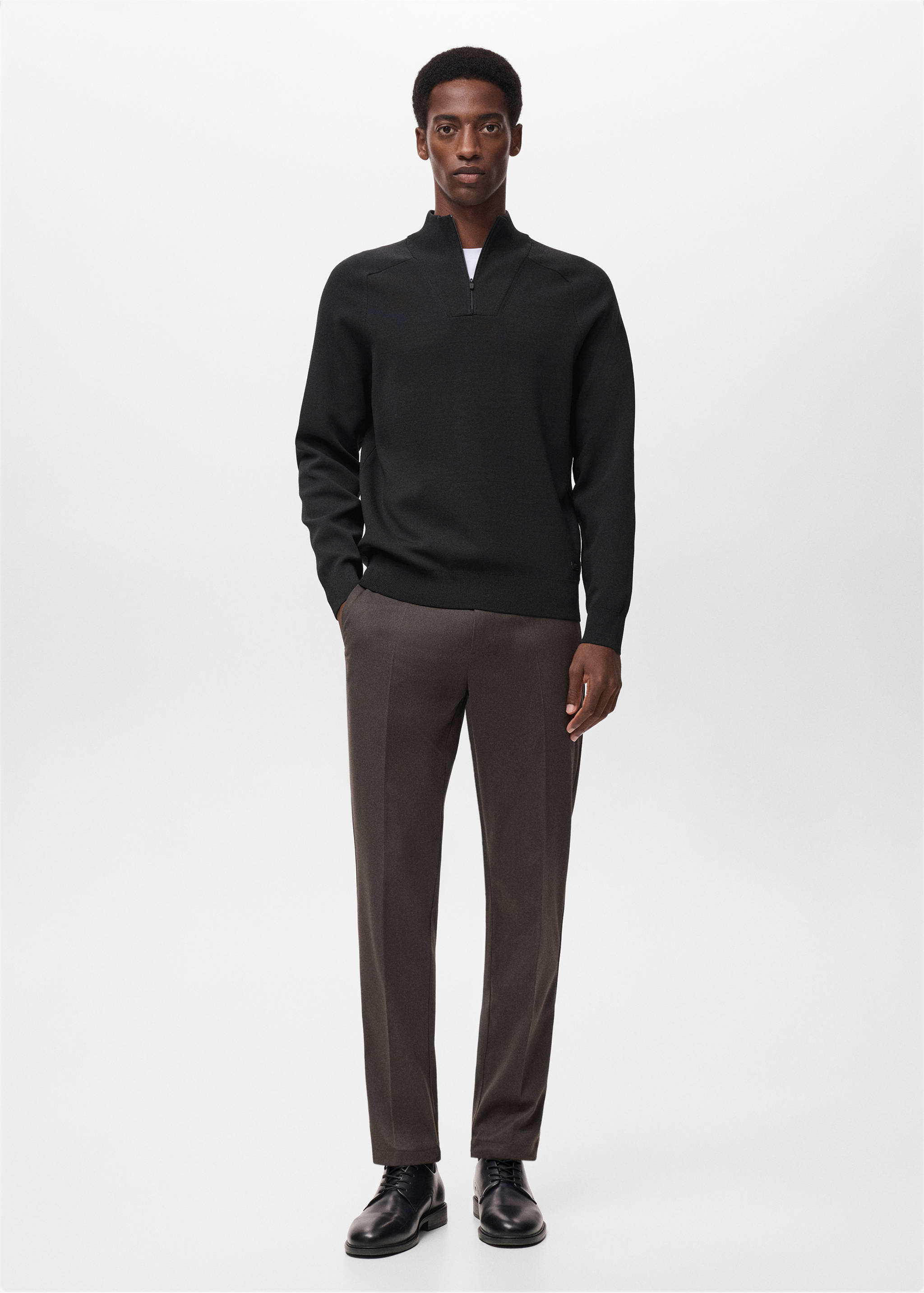 Breathable zip-neck sweater - General plane, Black. Ref: 17005979-00.