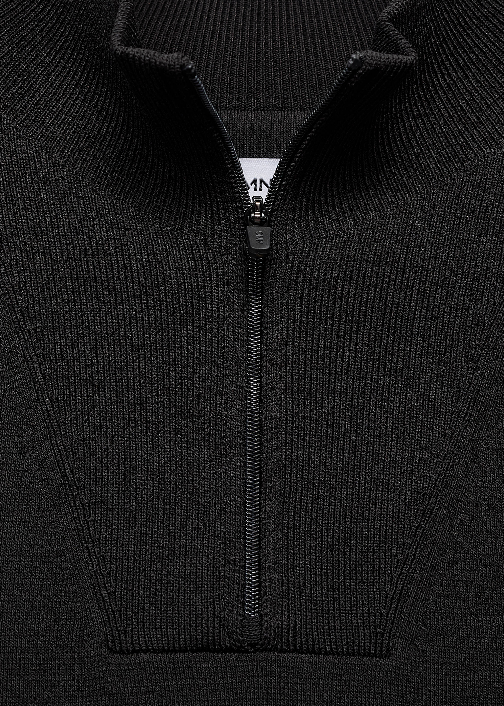 Breathable zip-neck sweater - Details of the article 8, Black. Ref: 17005979-00.
