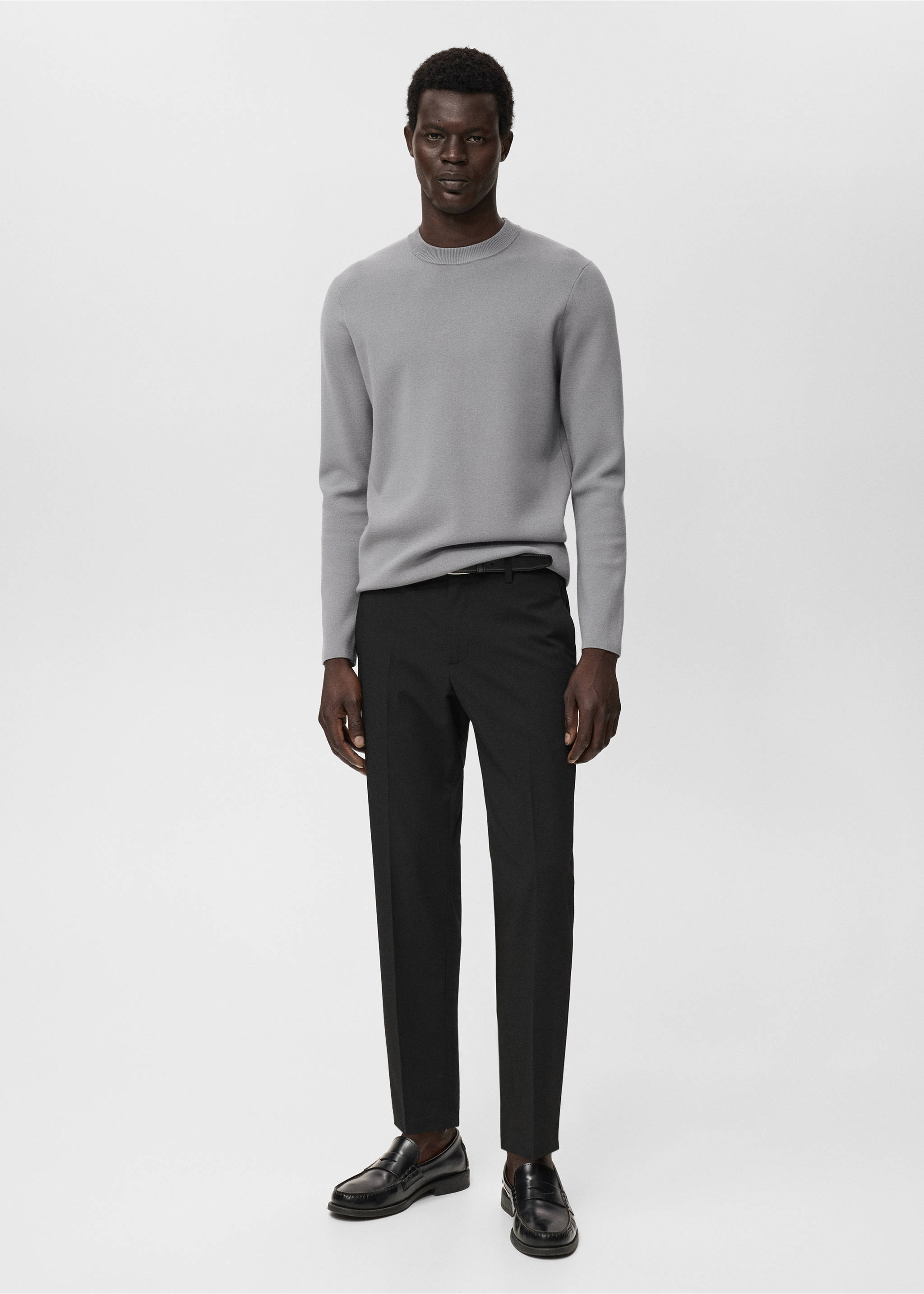 Medium-knit regular-fit sweater - General plane, Grey. Ref: 17005981-00.