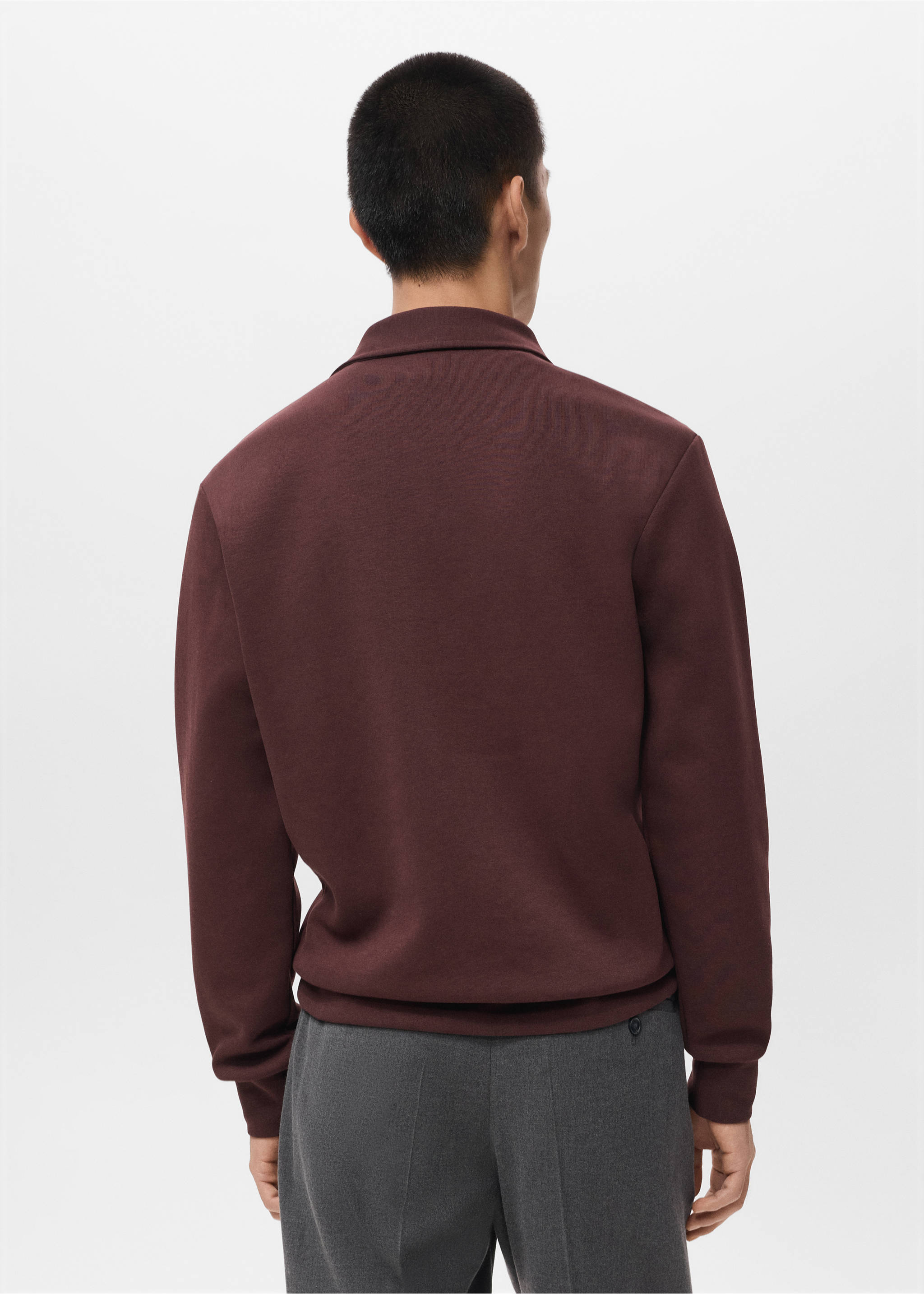 Sudadera regular fit cuello cremallera - Reverso del artículo, Vino. Ref: 17005982-00.