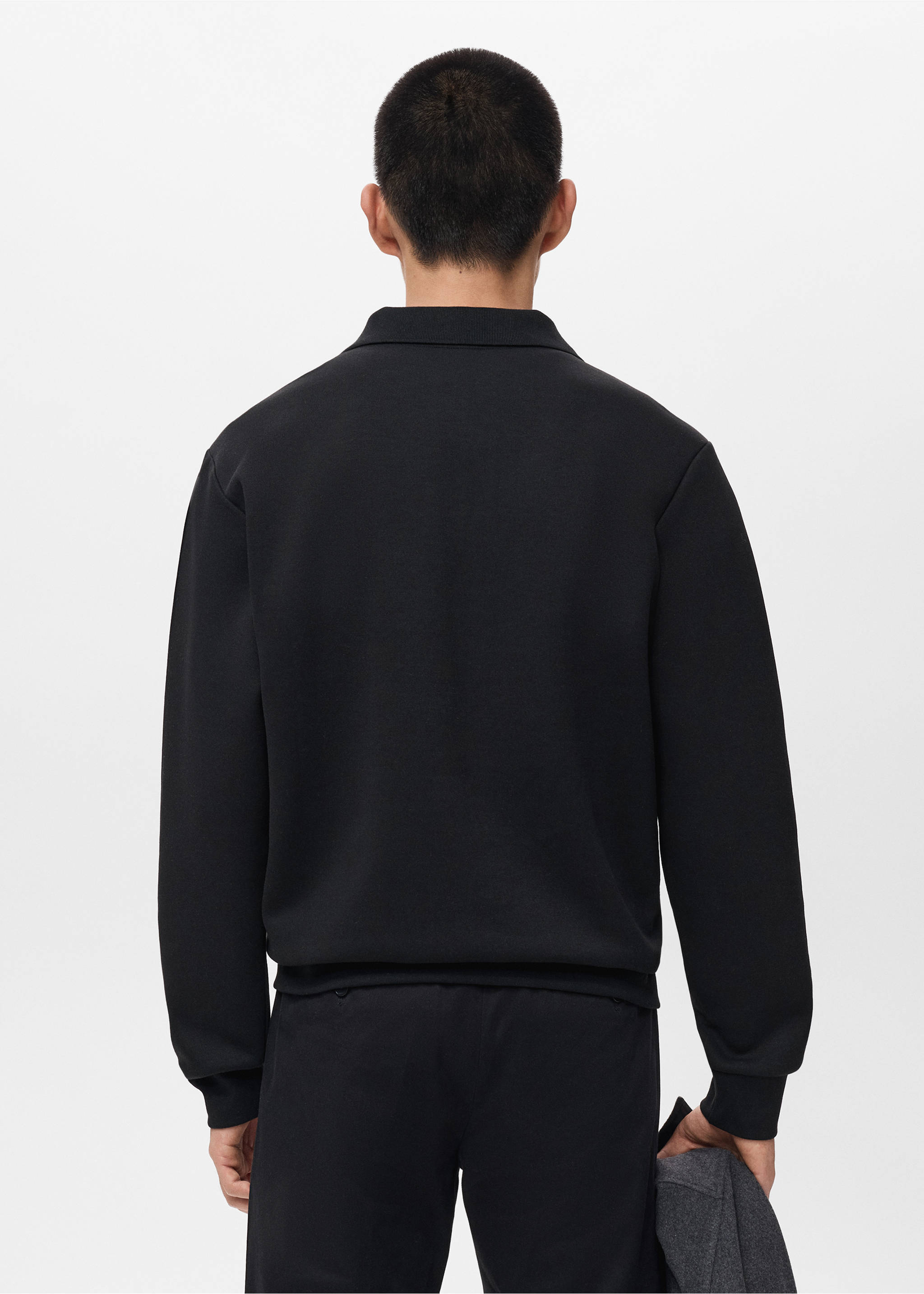 Sweat-shirt polo regular-fit - Verso de l’article, Noir. Ref: 17005984-00.