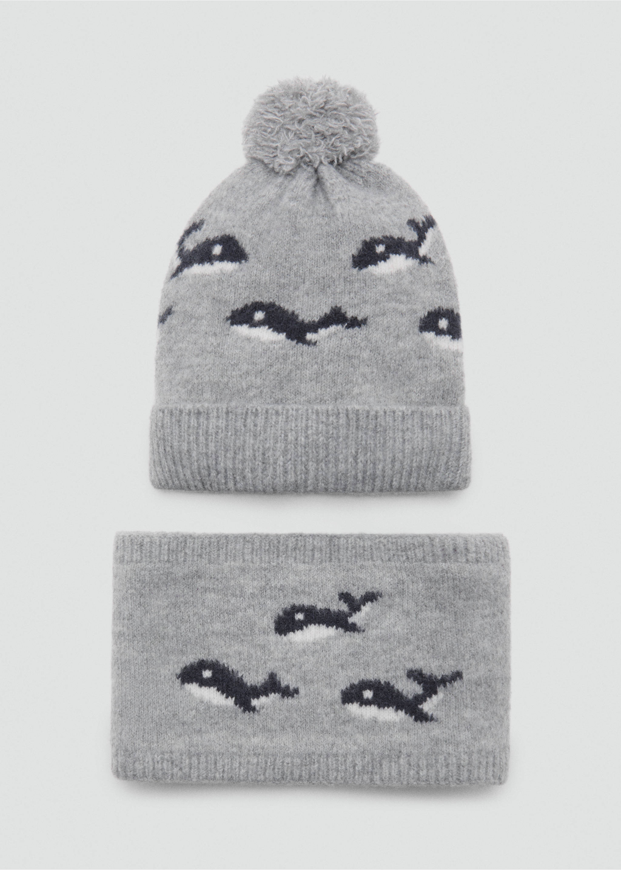 Knitted bobble hat - Details of the article 1, Grey. Ref: 17005988-00.