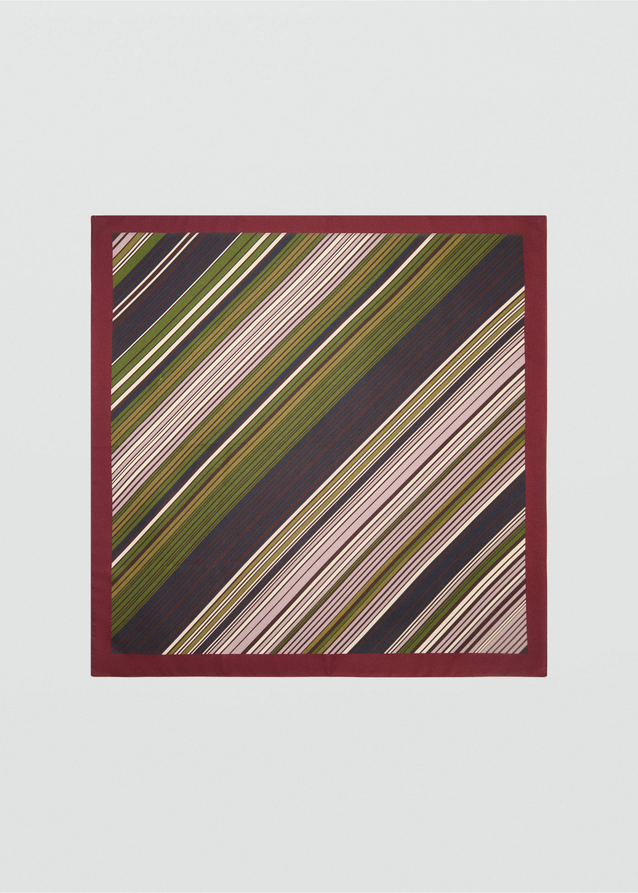Striped satin scarf - Article without model, Medium Green. Ref: 17005990-00.