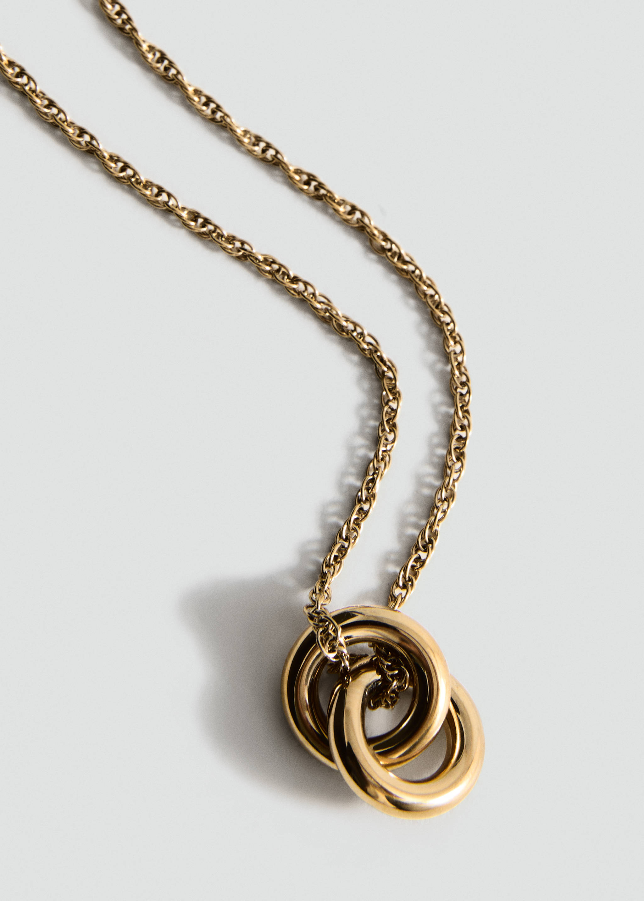 Stainless steel necklace with interlinked rings - Medium plane