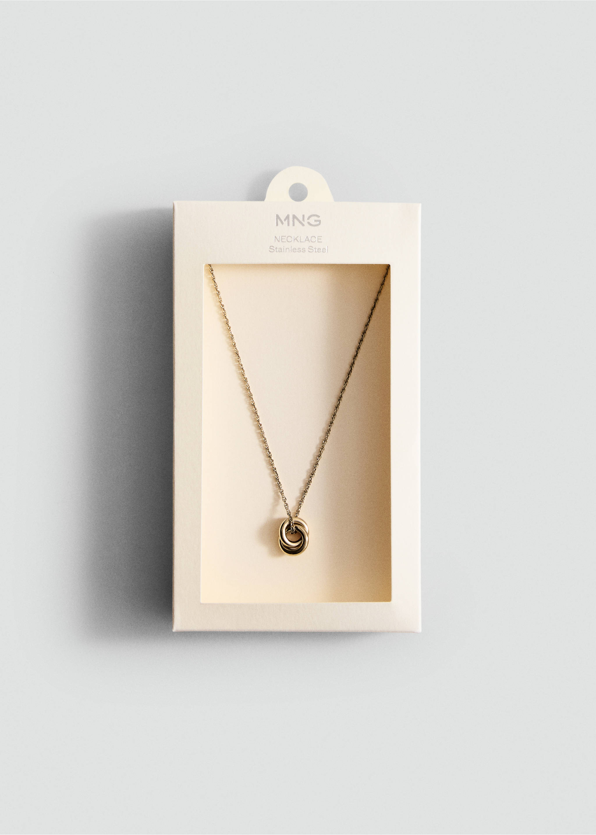 Stainless steel necklace with interlinked rings - Details of the article 2, Gold. Ref: 17006000-00.