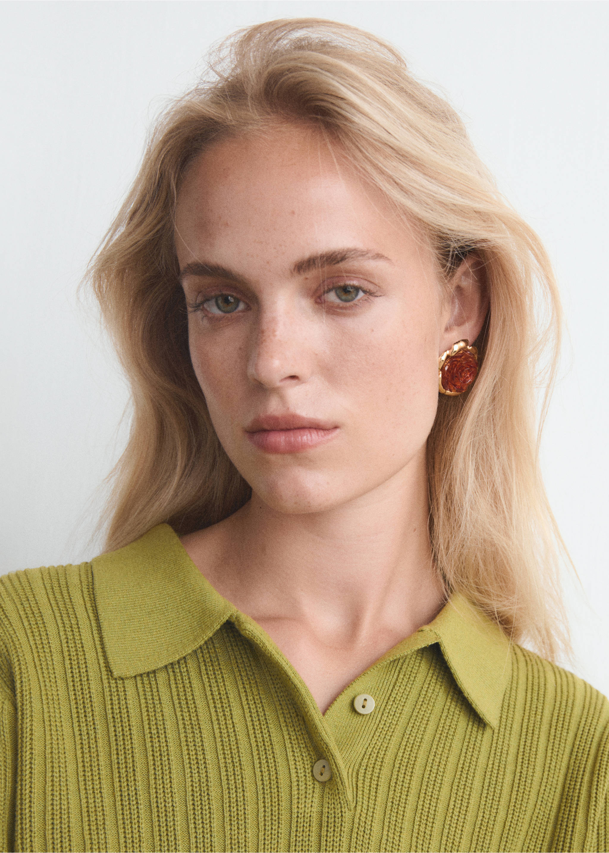 Combined flower earrings - General plane, Brown. Ref: 17006008-00.