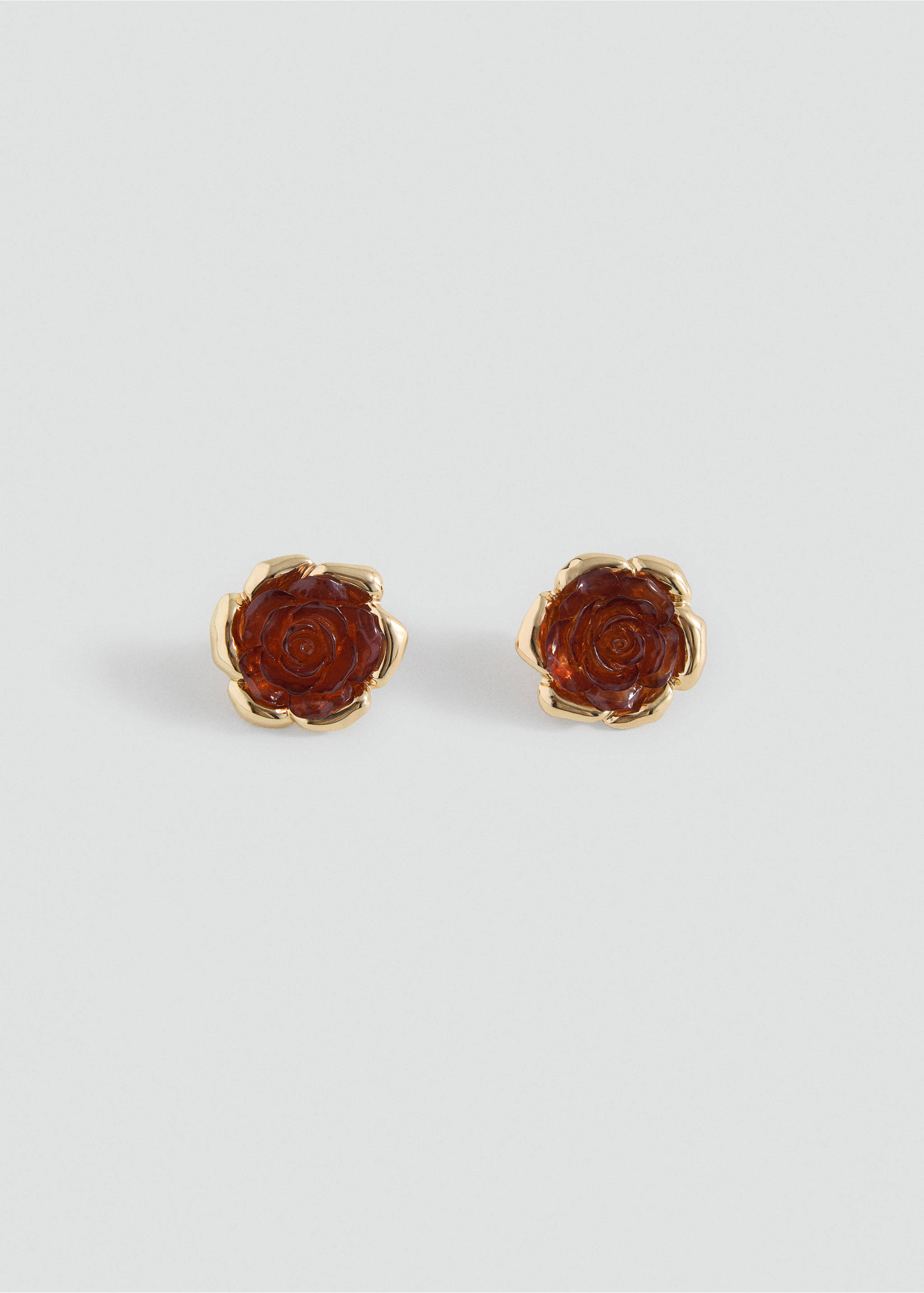 Combined flower earrings - Article without model, Brown. Ref: 17006008-00.