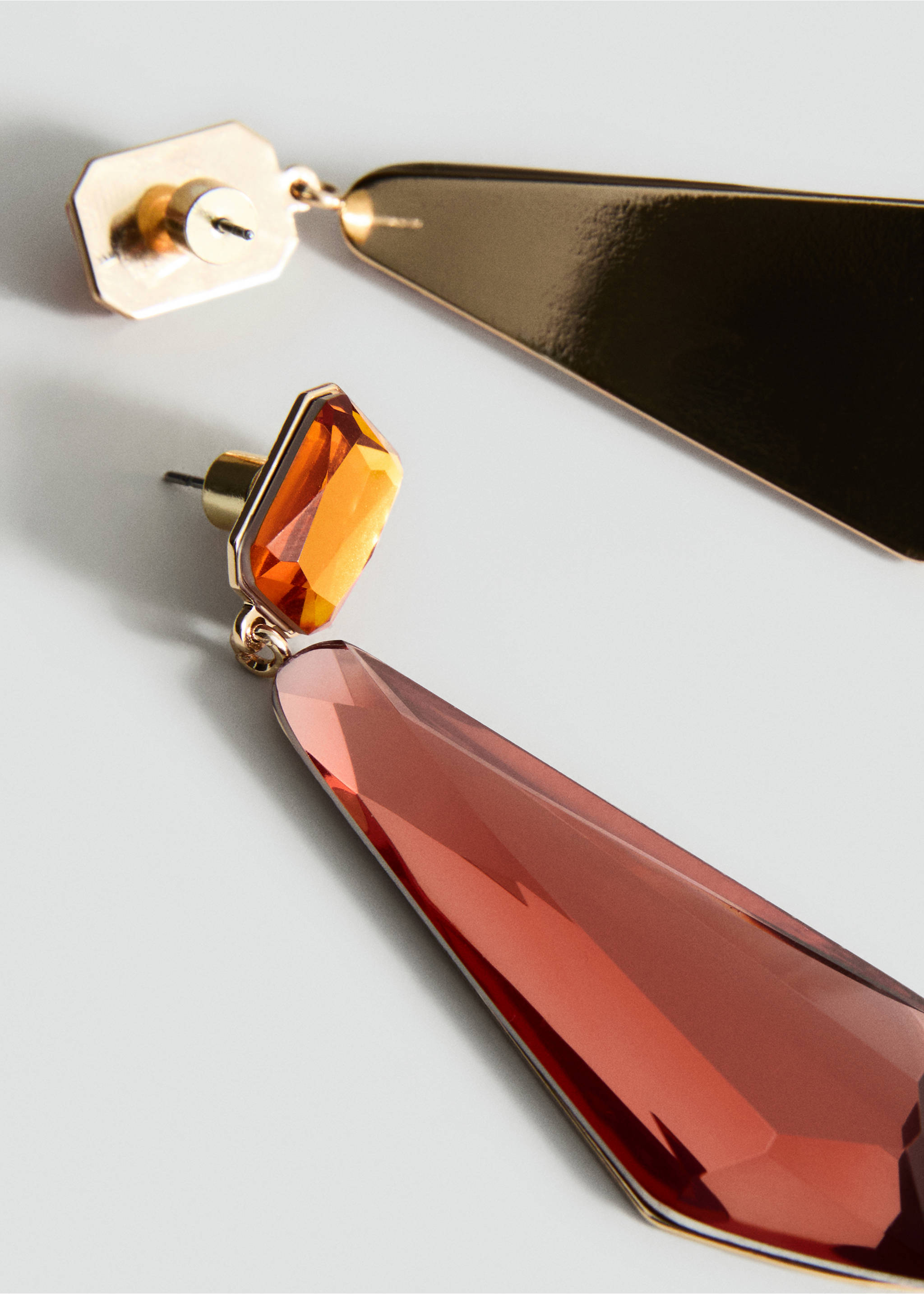 Bicolour pendant earrings - Details of the article 1, Orange. Ref: 17006010-00.