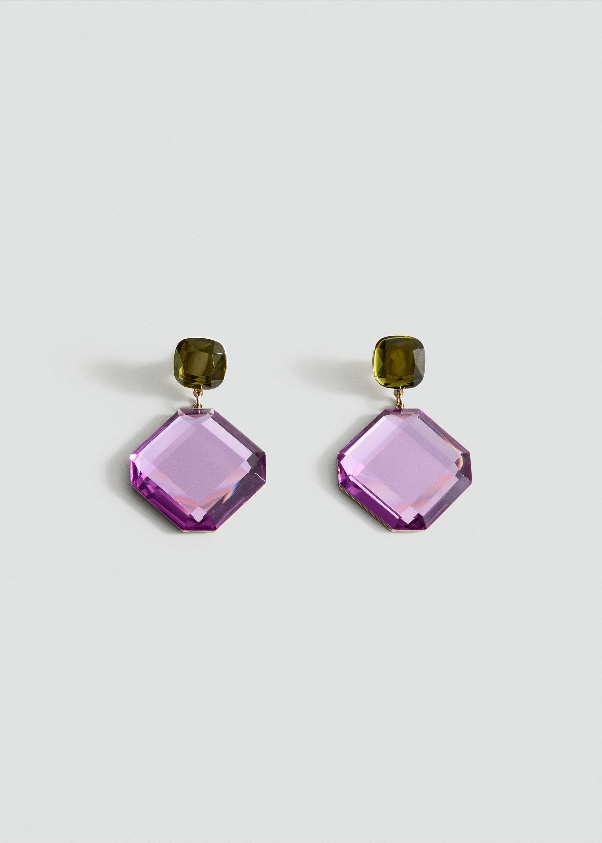 Bicolour pendant earrings - Article without model, Purple. Ref: 17006011-00.