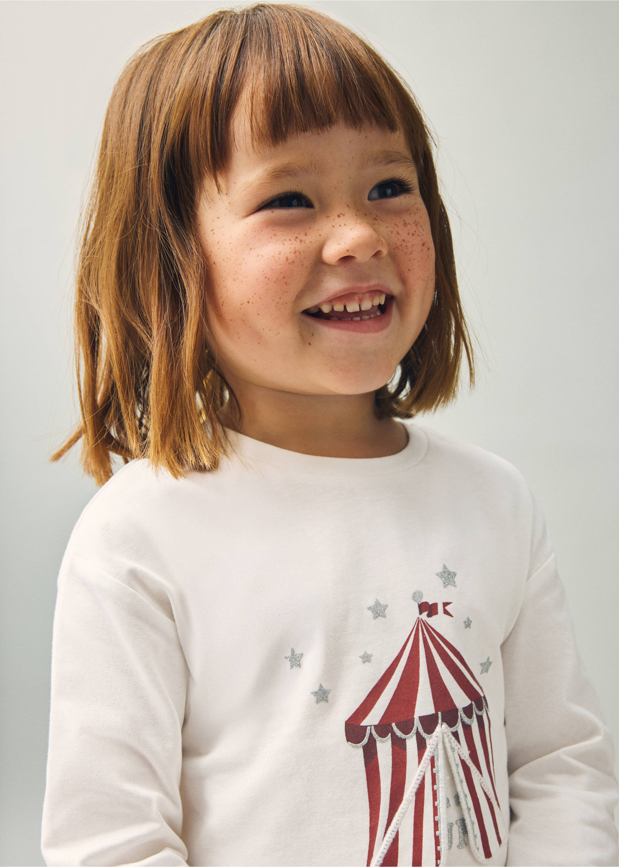 T-shirt with embroidered glitter - Details of the article 1, Off White. Ref: 17006342-00.