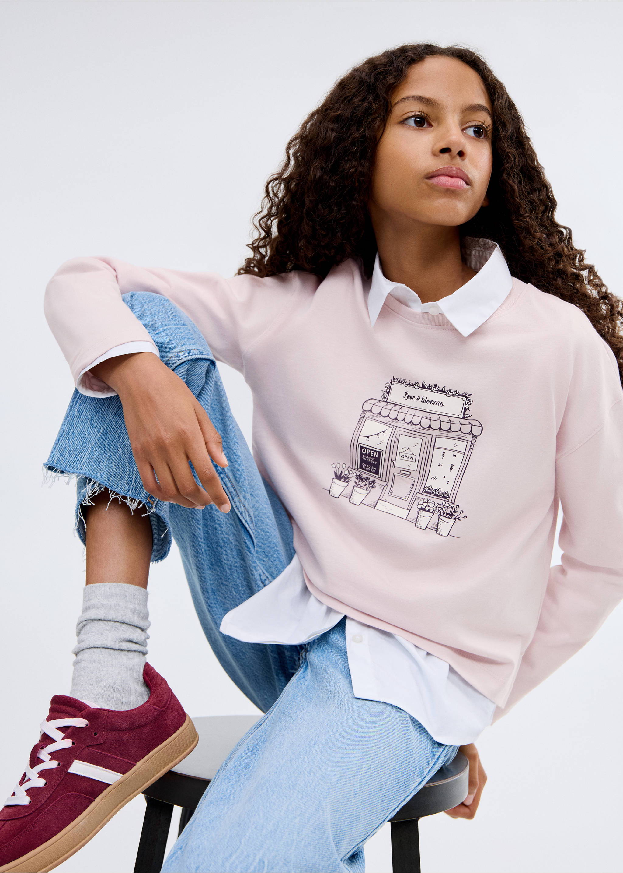 Printed long sleeve t-shirt - Medium plane, Light/Pastel Purple. Ref: 17006346-00.