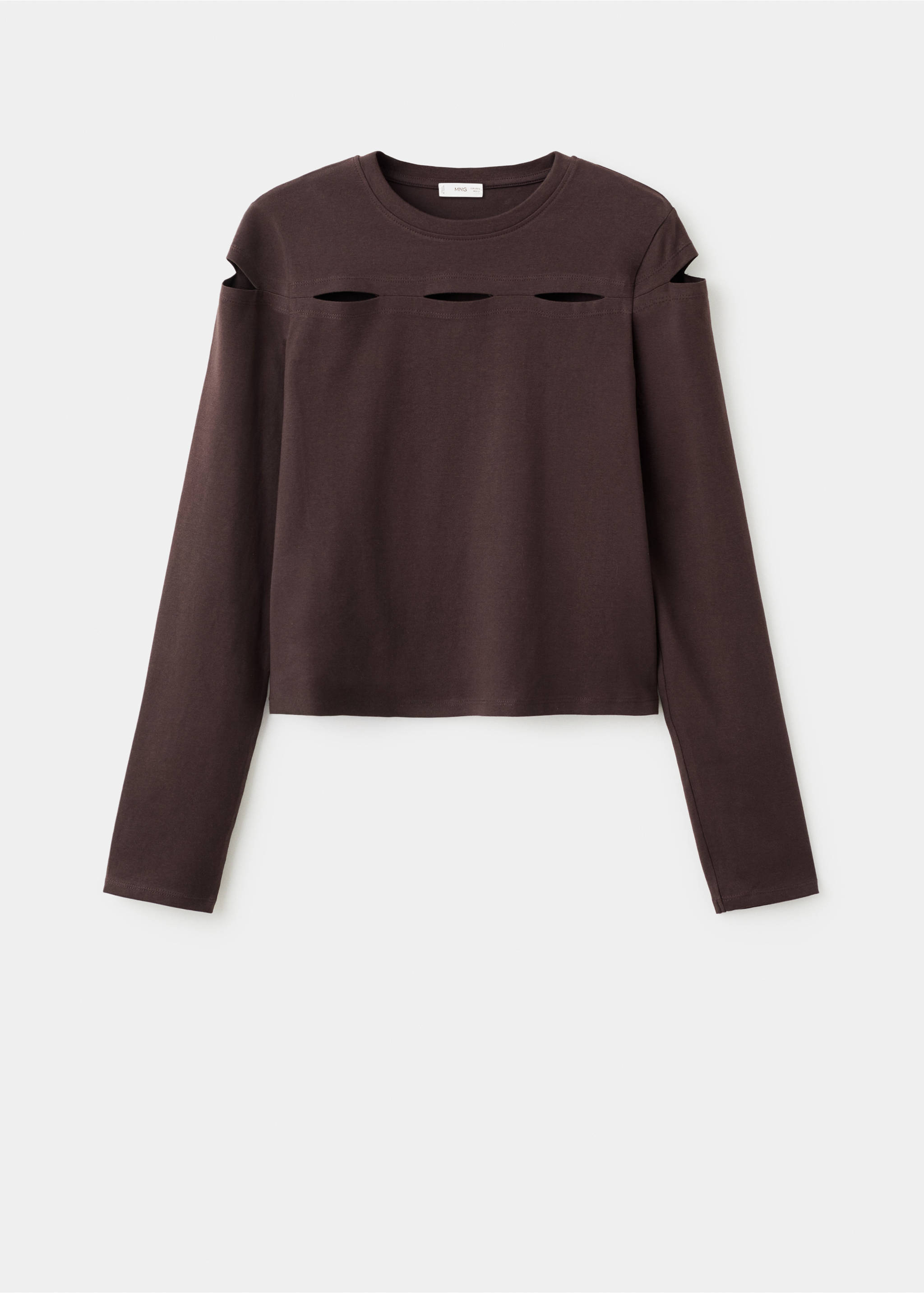 Cotton t-shirt with cut-out - Article without model, Brown. Ref: 17006349-00.
