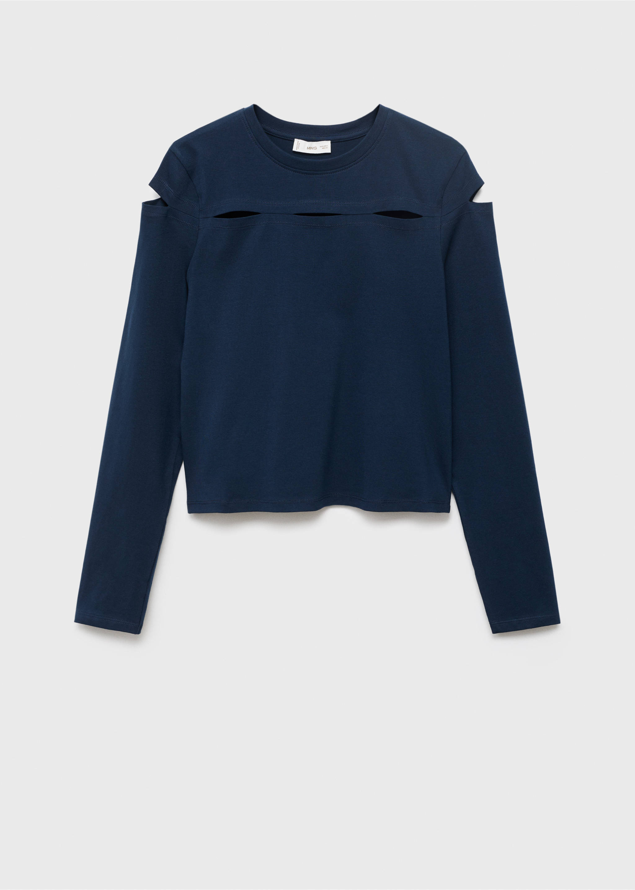 Cotton t-shirt with cut-out - Article without model, Navy. Ref: 17006349-00.