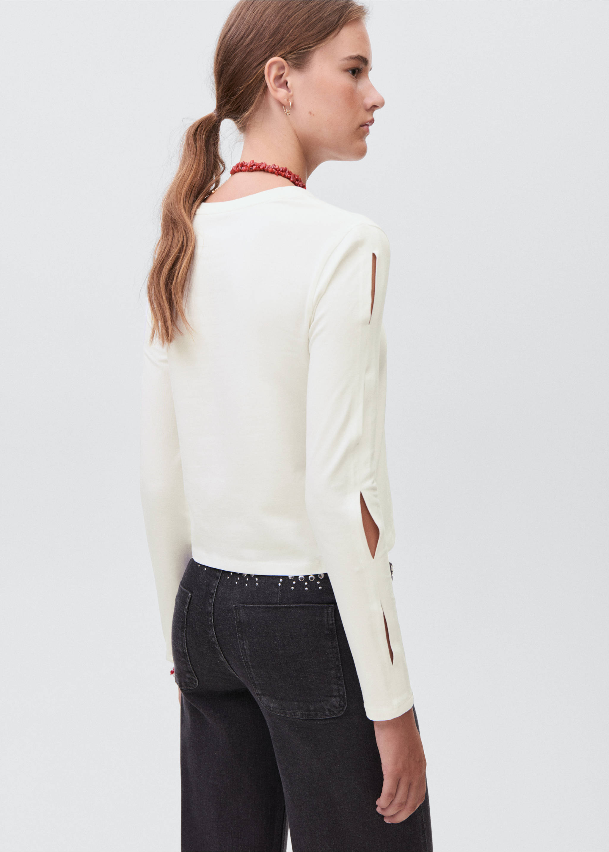 Cut-out t-shirt - Reverse of the article, Off White. Ref: 17006350-00.