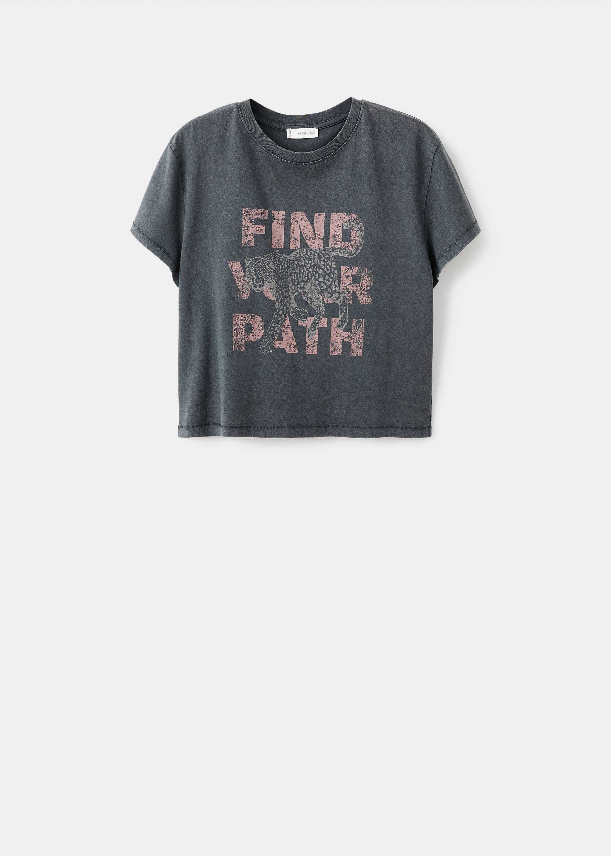 Printed cotton-blend t-shirt - Article without model, Charcoal. Ref: 17006353-00.