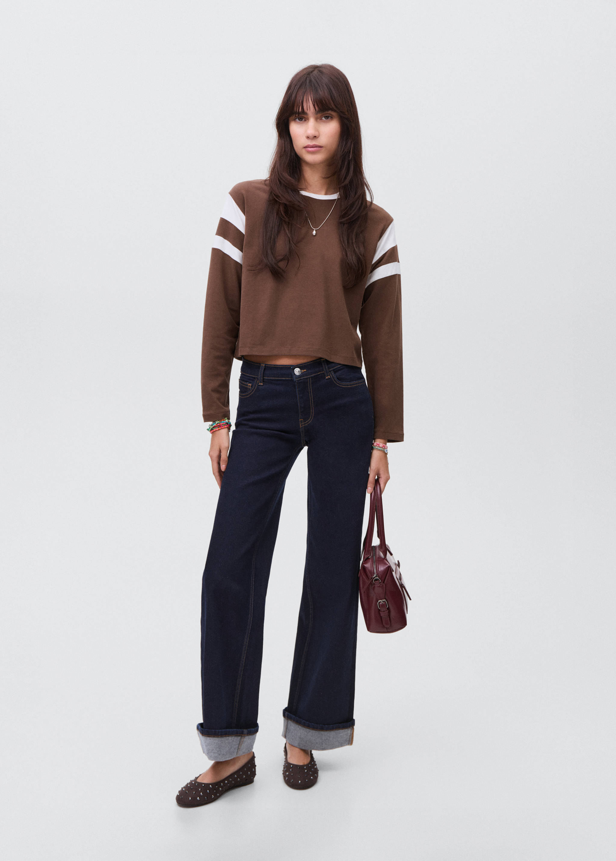 Contrasting collar cotton t-shirt - General plane