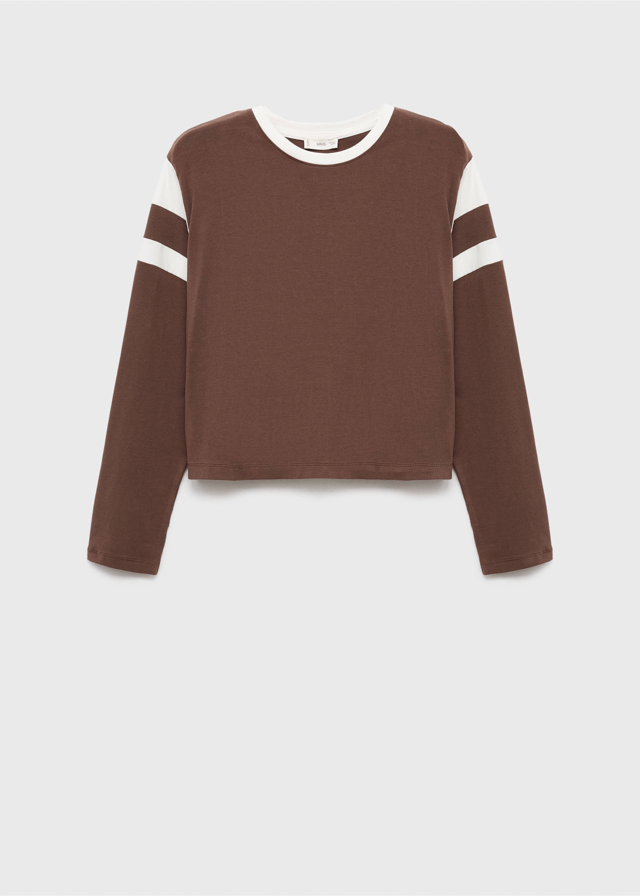 Contrasting collar cotton t-shirt - Article without model, Brown. Ref: 17006357-00.