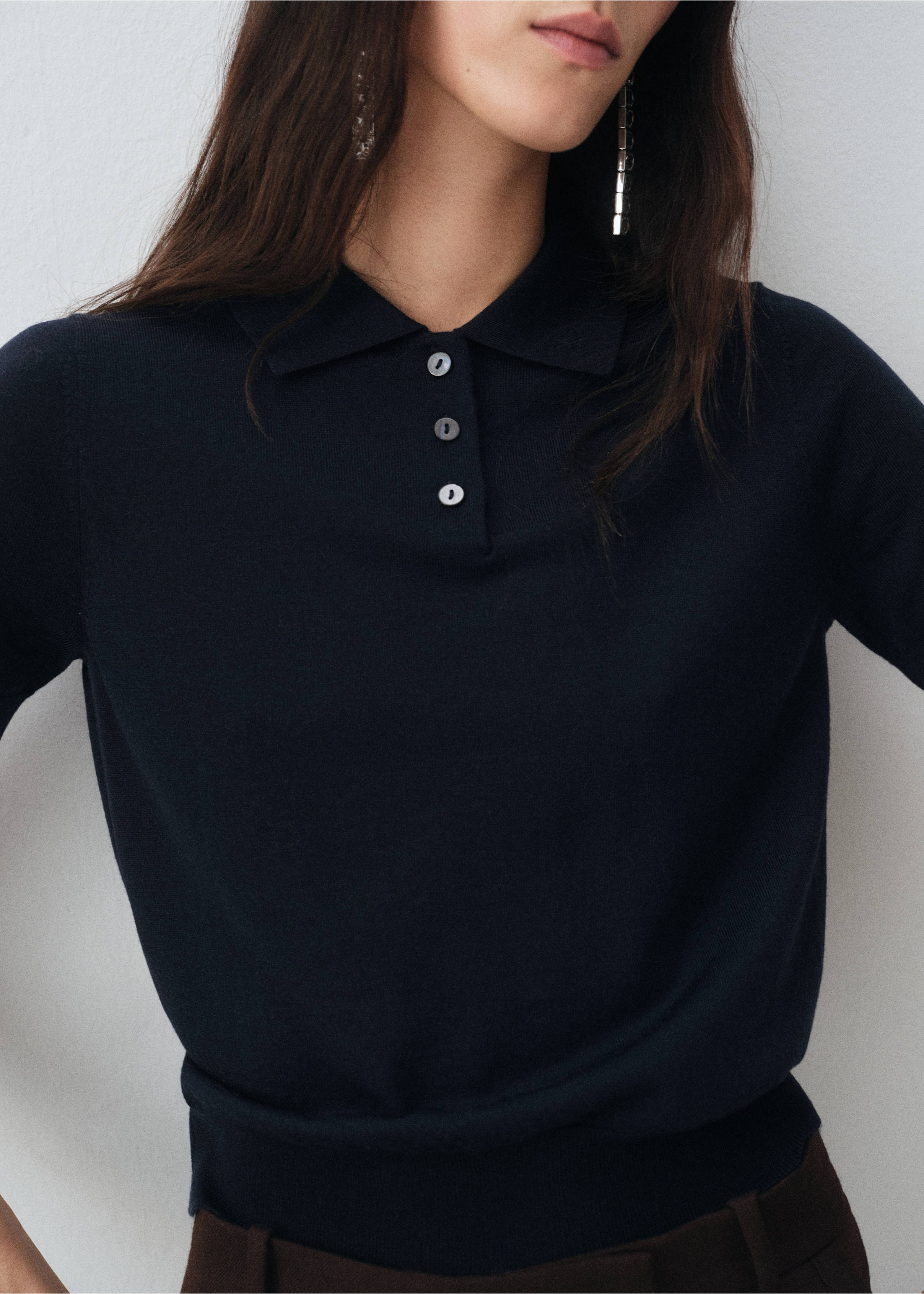 100% merino wool sweater - Medium plane, Navy. Ref: 17006360-00.
