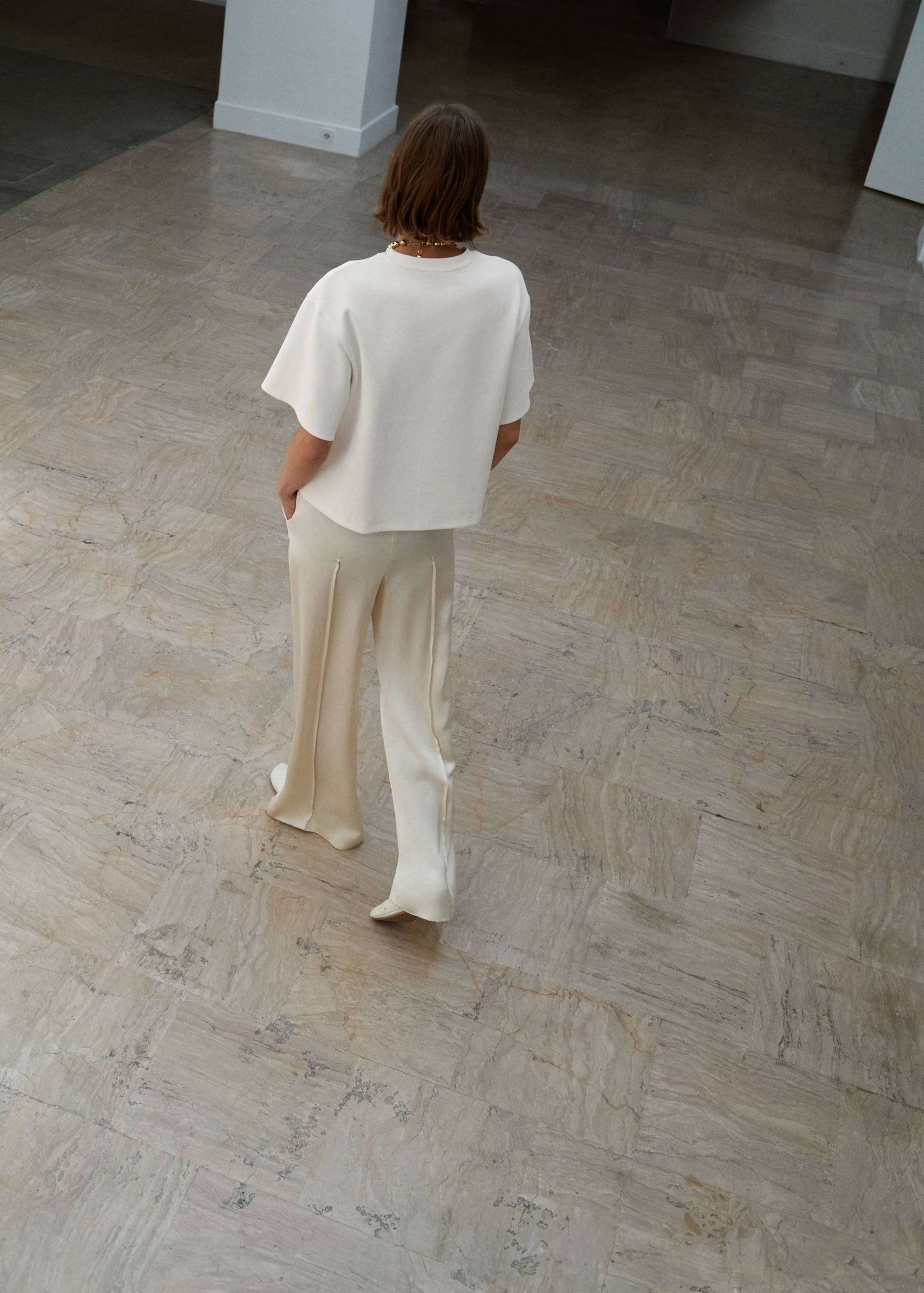 Satin trousers with side openings - Reverse of the article