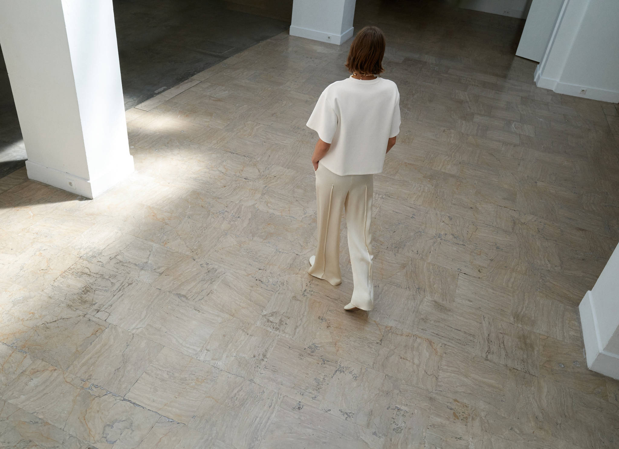 Satin trousers with side openings - Panoramic plane