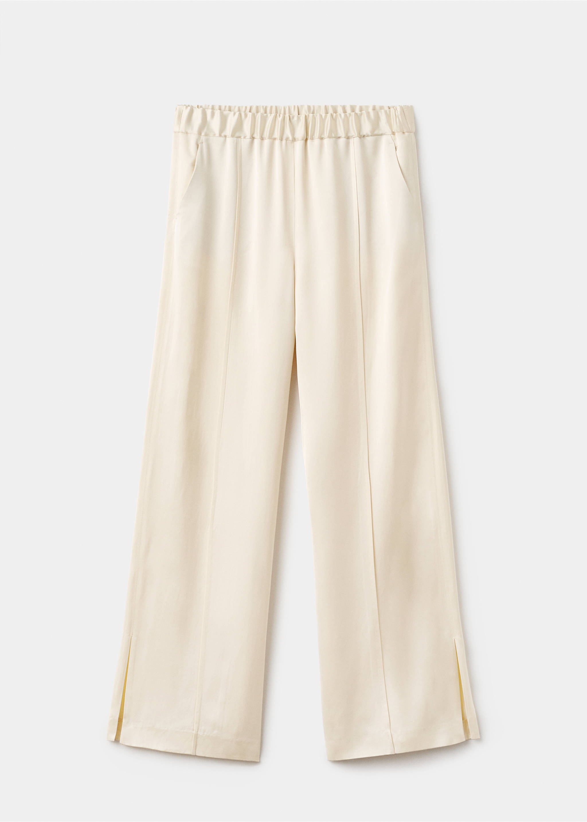 Satin trousers with side openings - Article without model, Vanilla. Ref: 17006364-00.