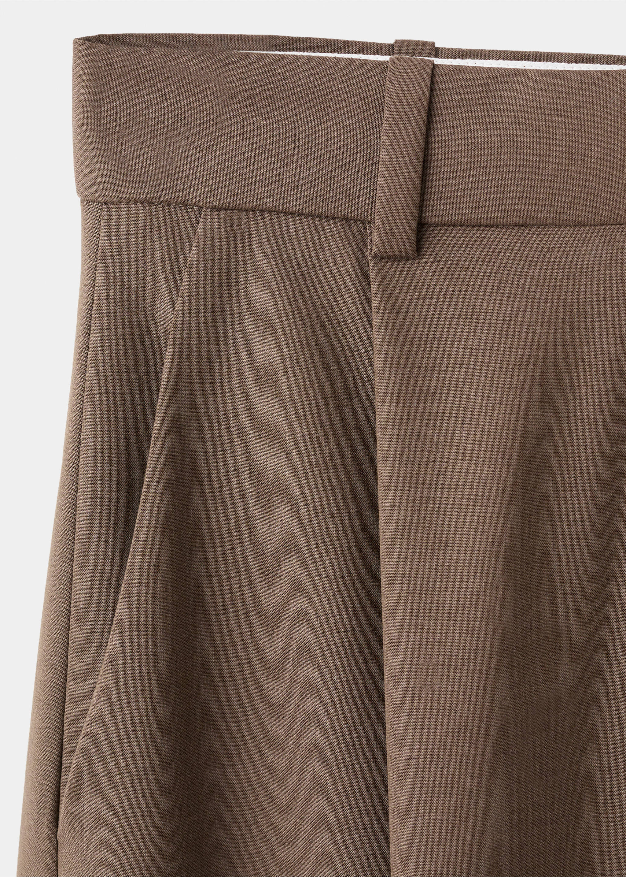 Pleated straight-leg suit trousers - Details of the article 8, Medium Brown. Ref: 17006366-00.