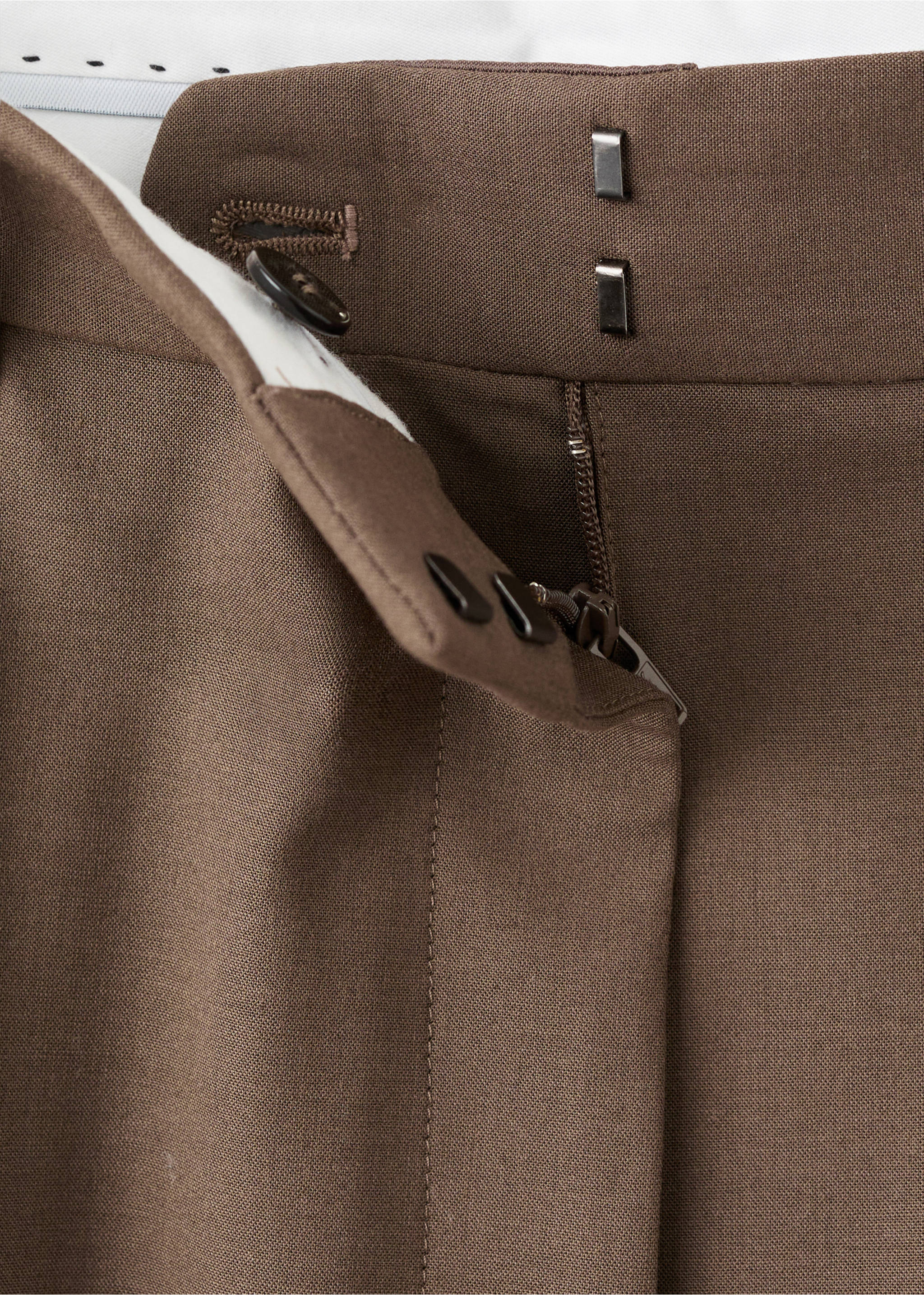 Pleated straight-leg suit trousers - Details of the article 0, Medium Brown. Ref: 17006366-00.