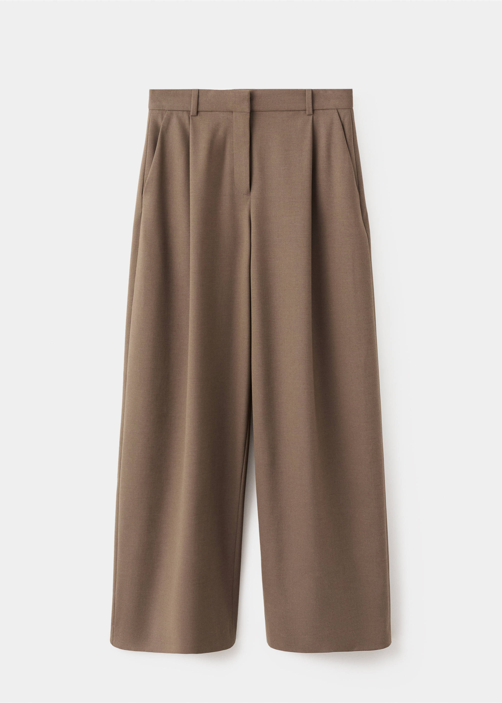 Pleated straight-leg suit trousers - Article without model, Medium Brown. Ref: 17006366-00.