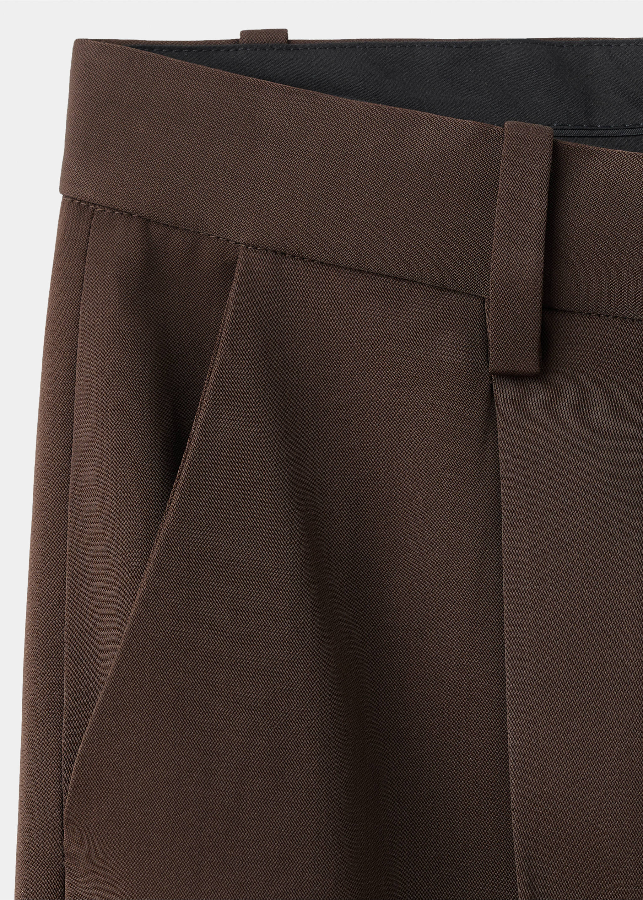 Pleated straight-leg suit trousers - Details of the article 0, Chocolate. Ref: 17006367-00.