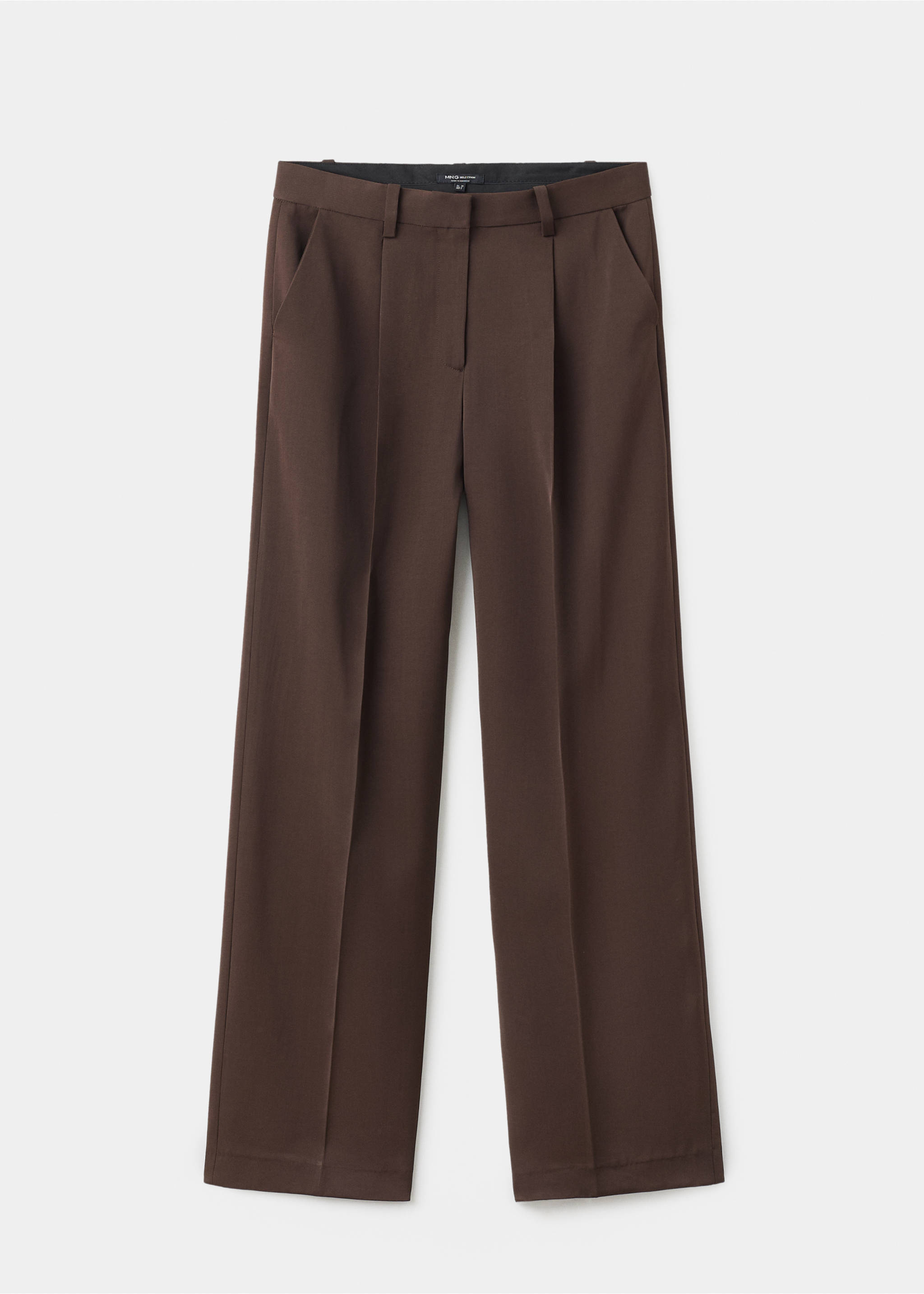Pleated straight-leg suit trousers - Article without model, Chocolate. Ref: 17006367-00.