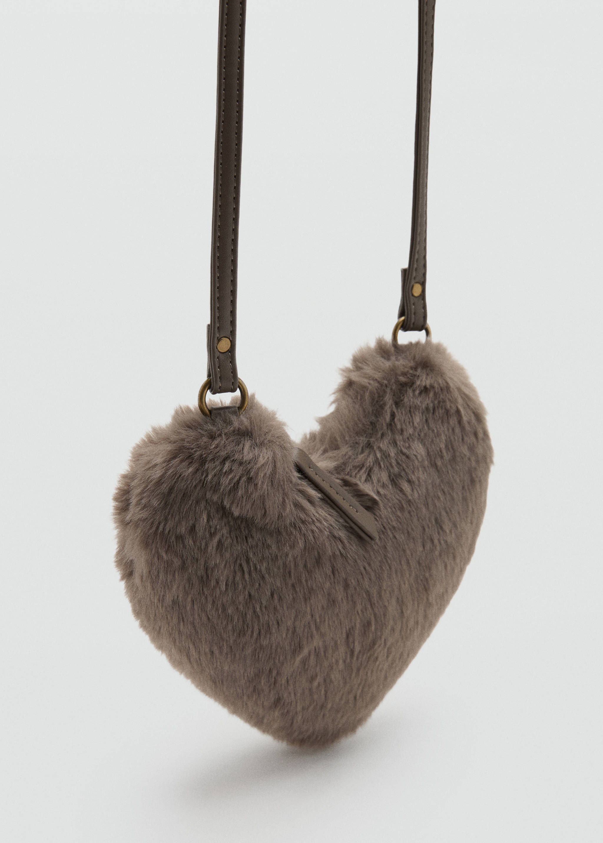 Heart-shaped faux-fur handbag - Medium plane