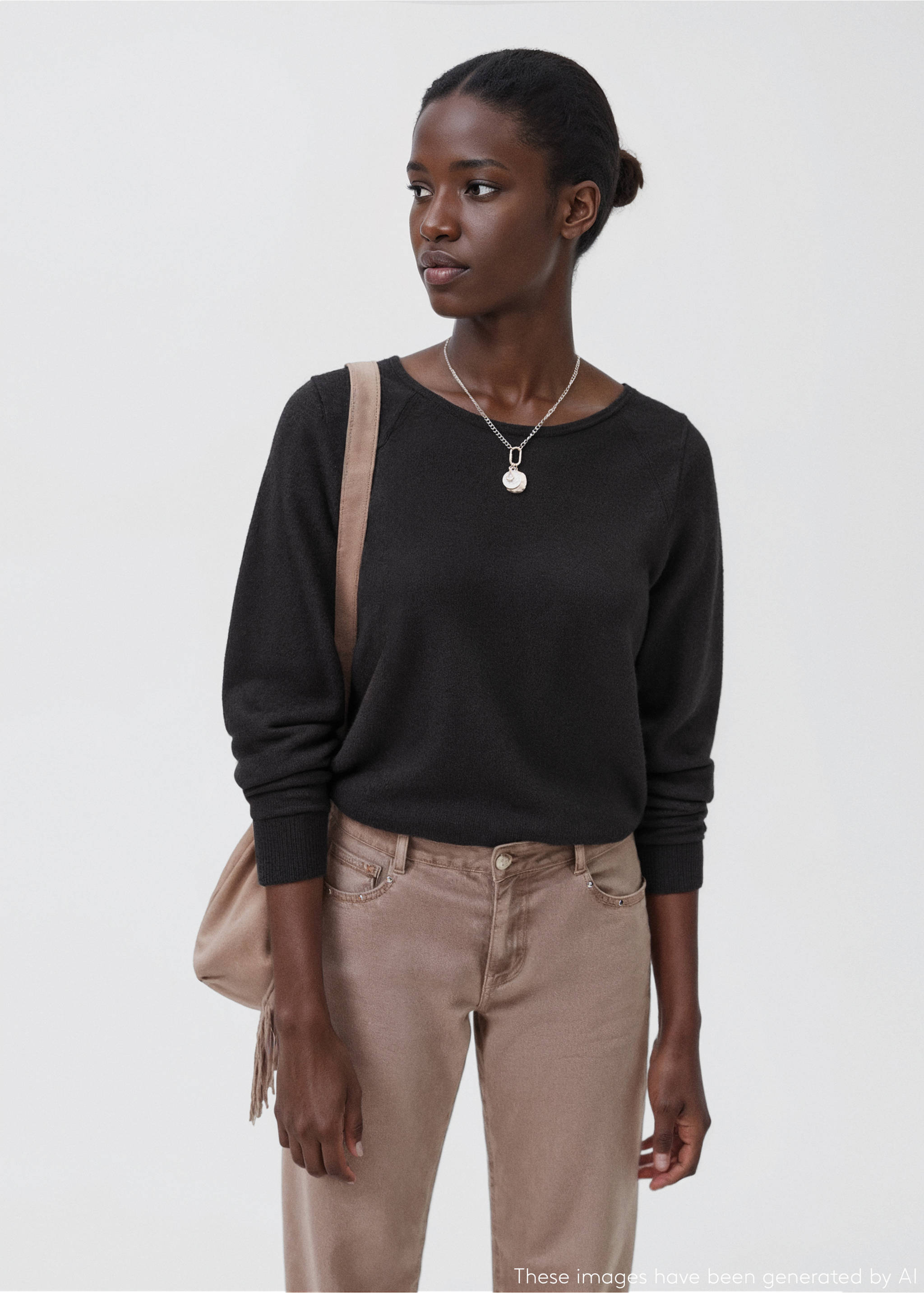 Sweater with open back - Medium plane, Black. Ref: 17007136-00.