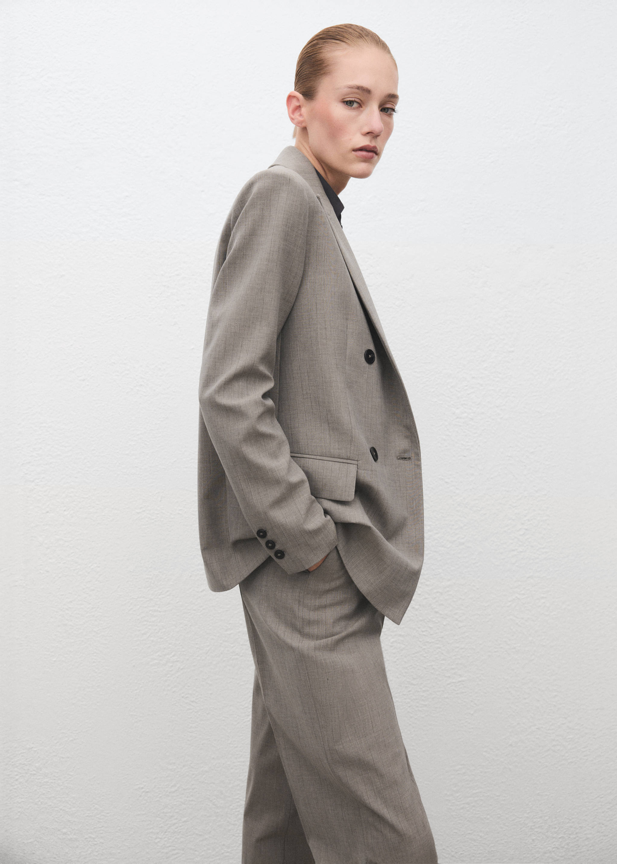 Blazer traje mezcla lana doble botonadura - Detalle del artículo 2