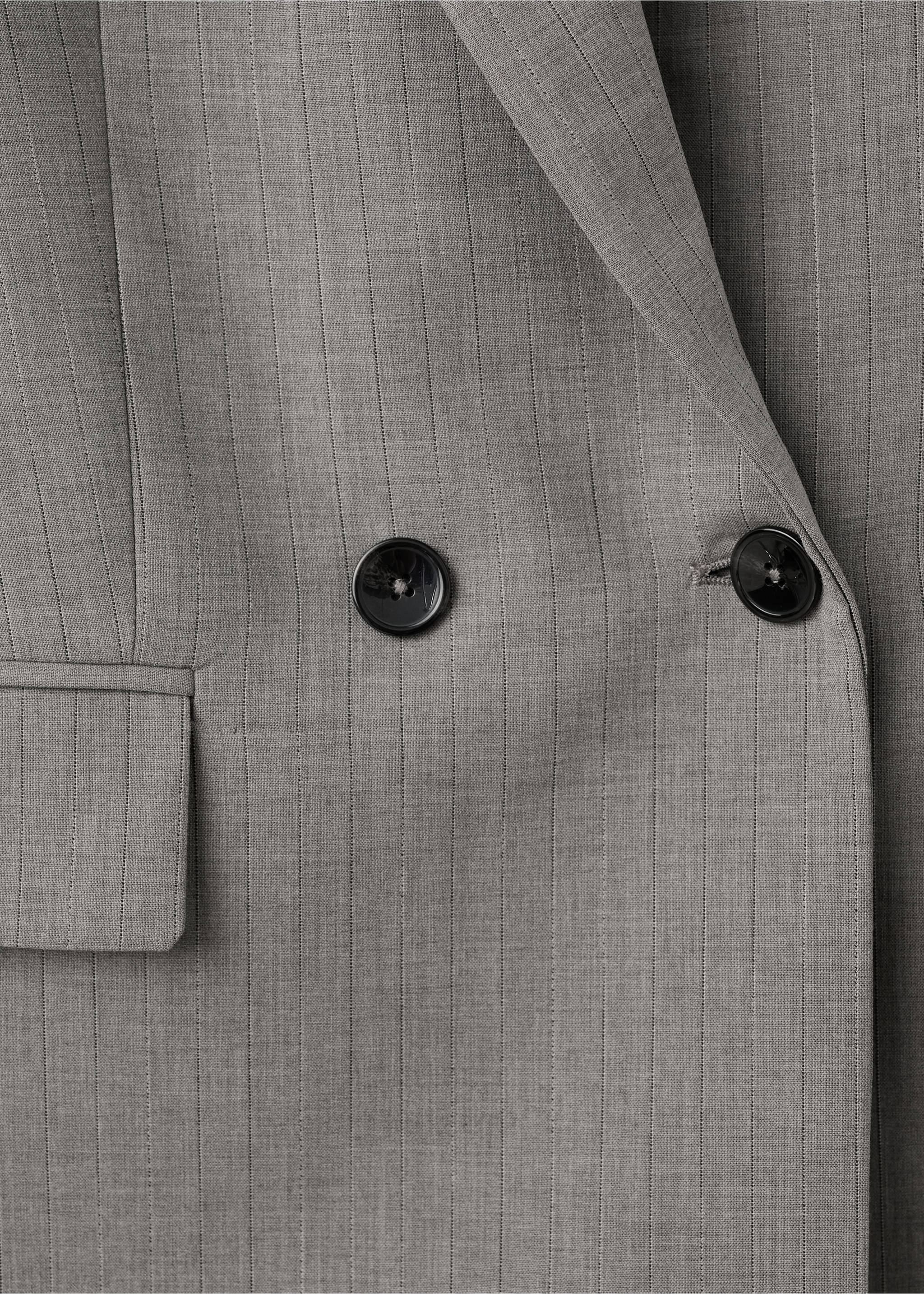 Blazer traje mezcla lana doble botonadura - Detalle del artículo 8, Gris. Ref: 17007142-00.