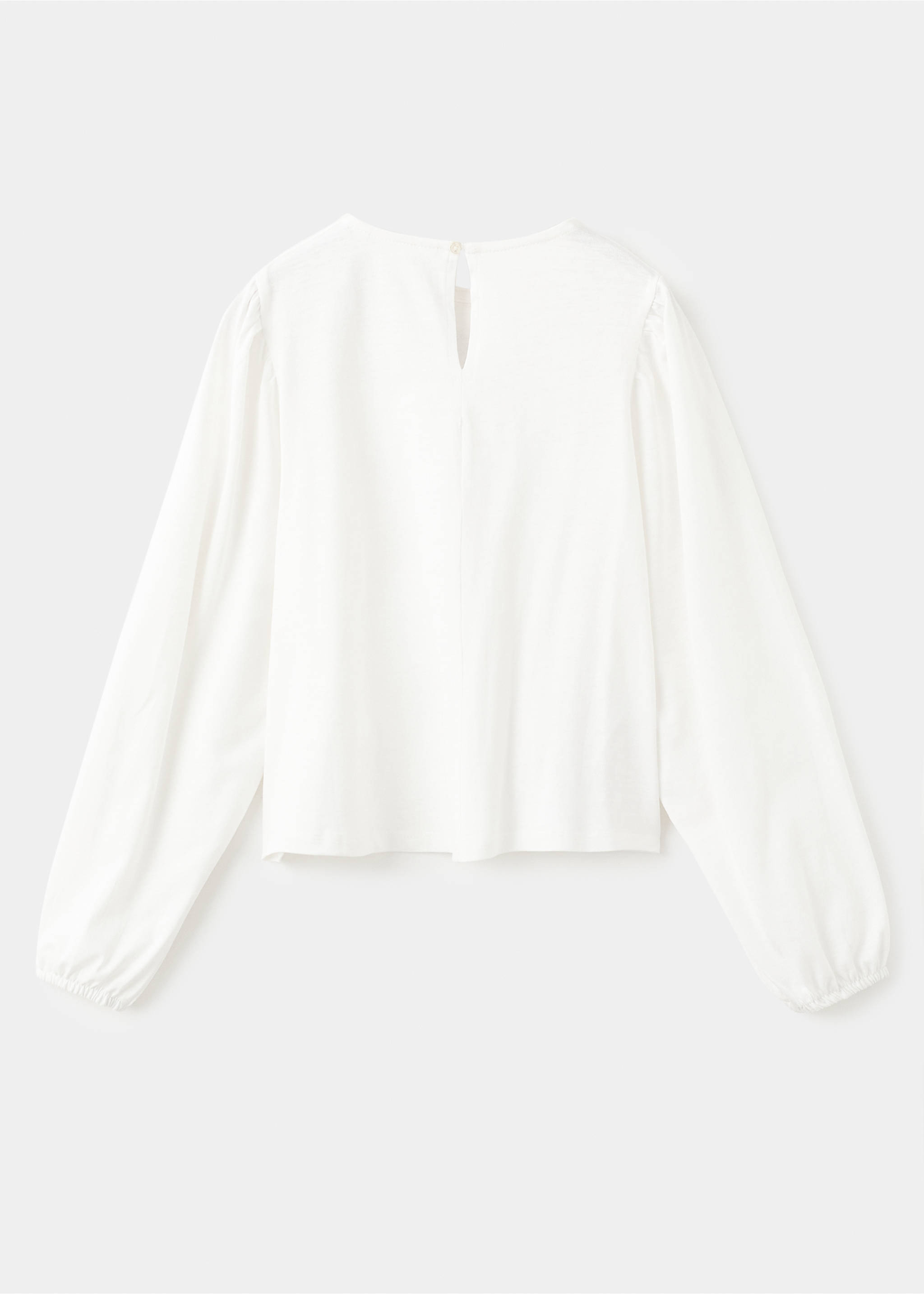 T-shirt brodé fleur - Verso de l’article, Blanc cassé. Ref: 17007777-00.