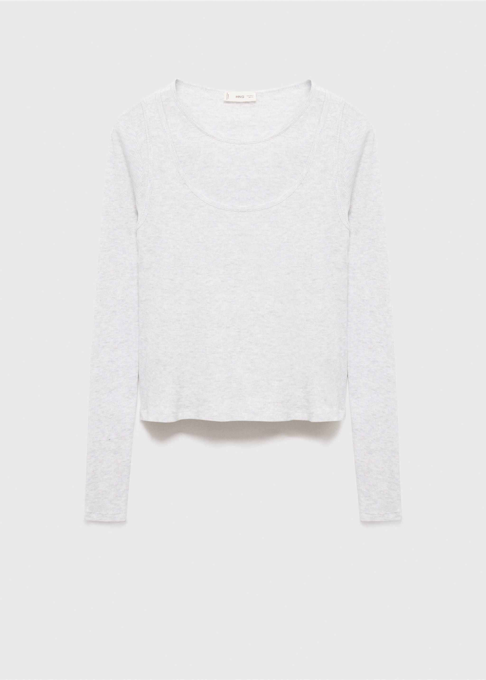 Double-layer cotton T-shirt - Article without model, Light Heather Grey. Ref: 17007779-00.