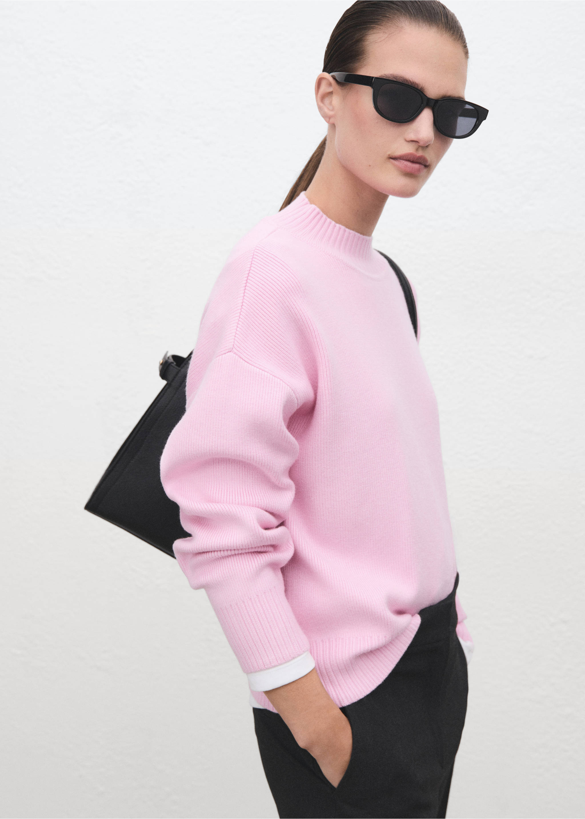 High collar sweater - Medium plane, Pink. Ref: 17007788-00.